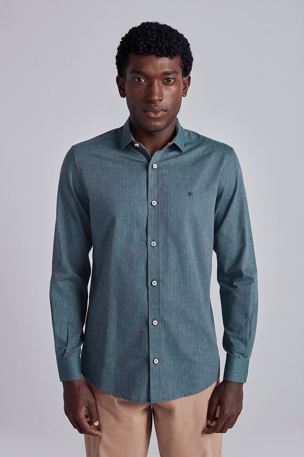 HIGHSTIL Camisa Comfort Listrada – Azul Turquesa