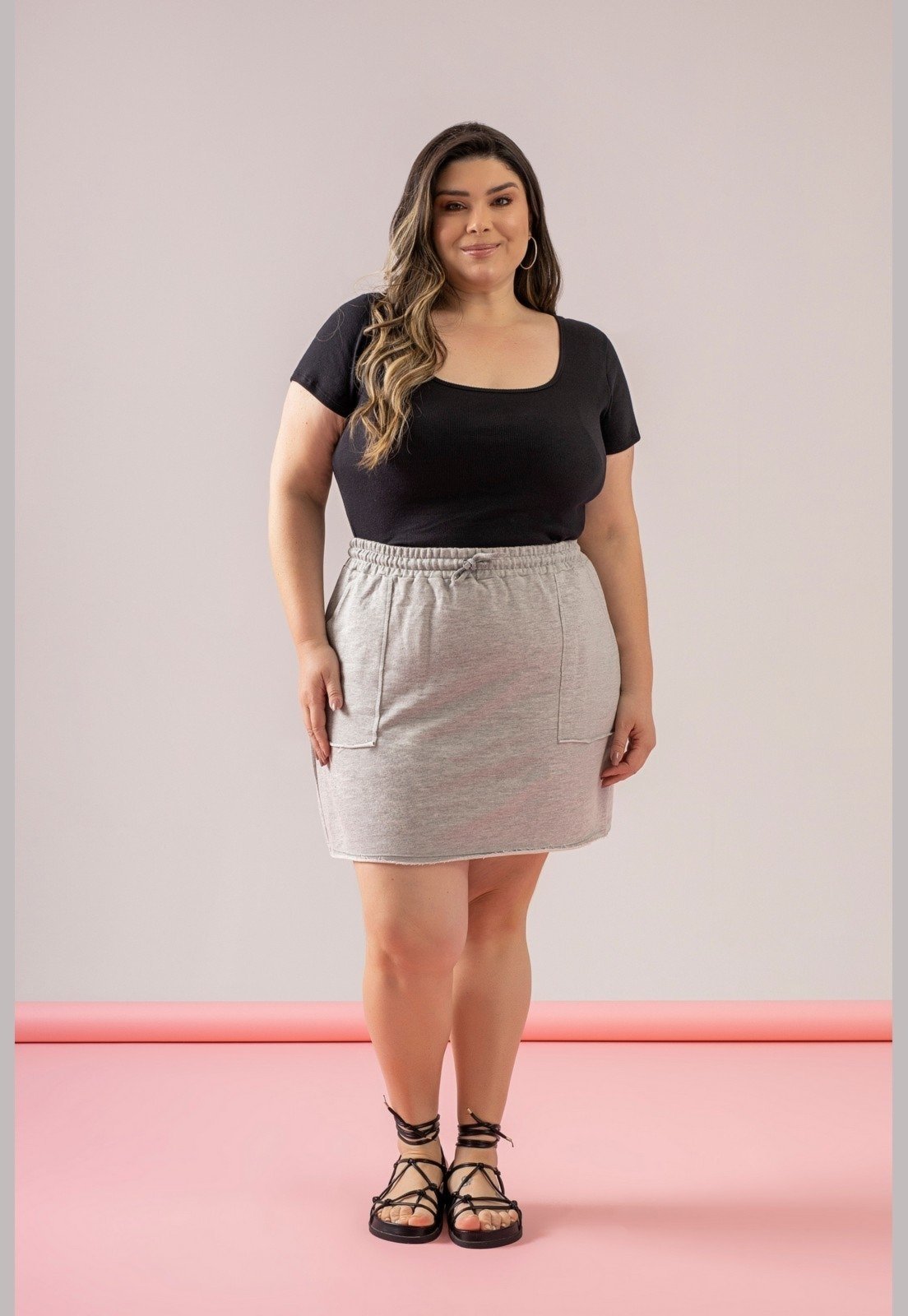 Blusa Básica em Malha Canelada Just Basic Preto