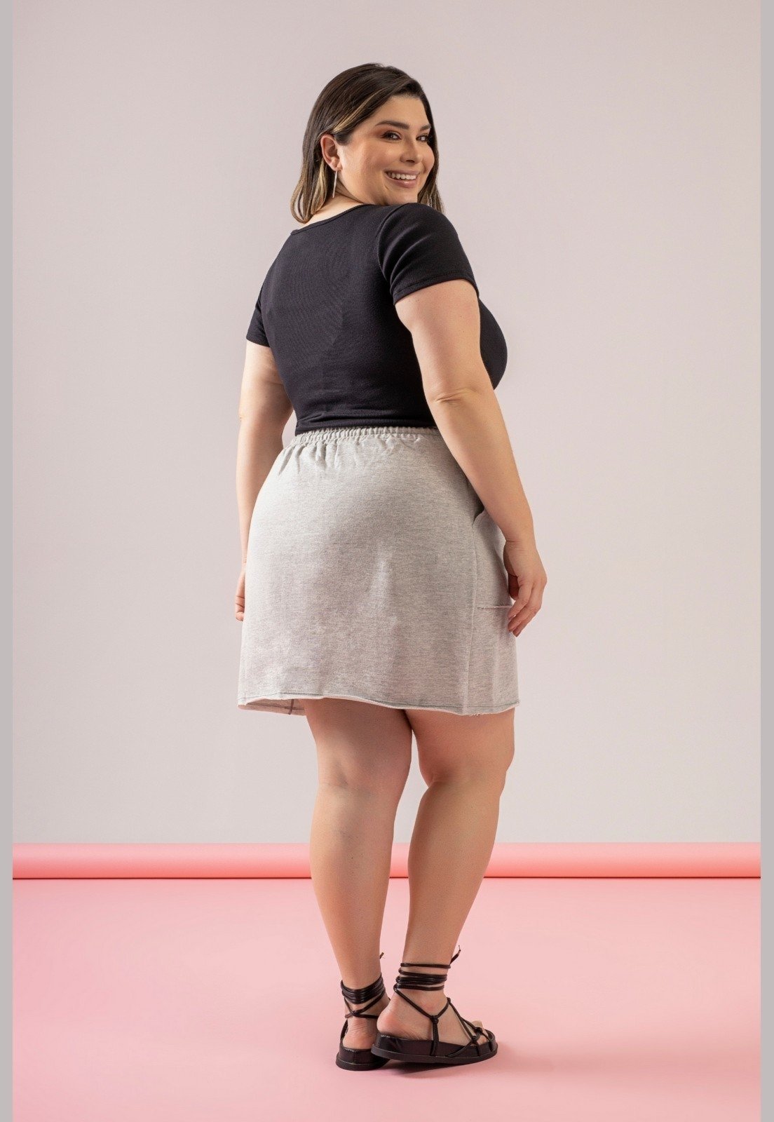Vista 3 Blusa Básica em Malha Canelada Just Basic preto JUST BASIC preto