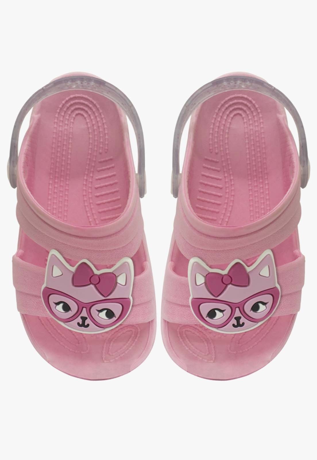 Vista 3 Infantil - Sandalia Papete Feminino Pópidi Menina Babuche Gatinha rosa Pópidí rosa