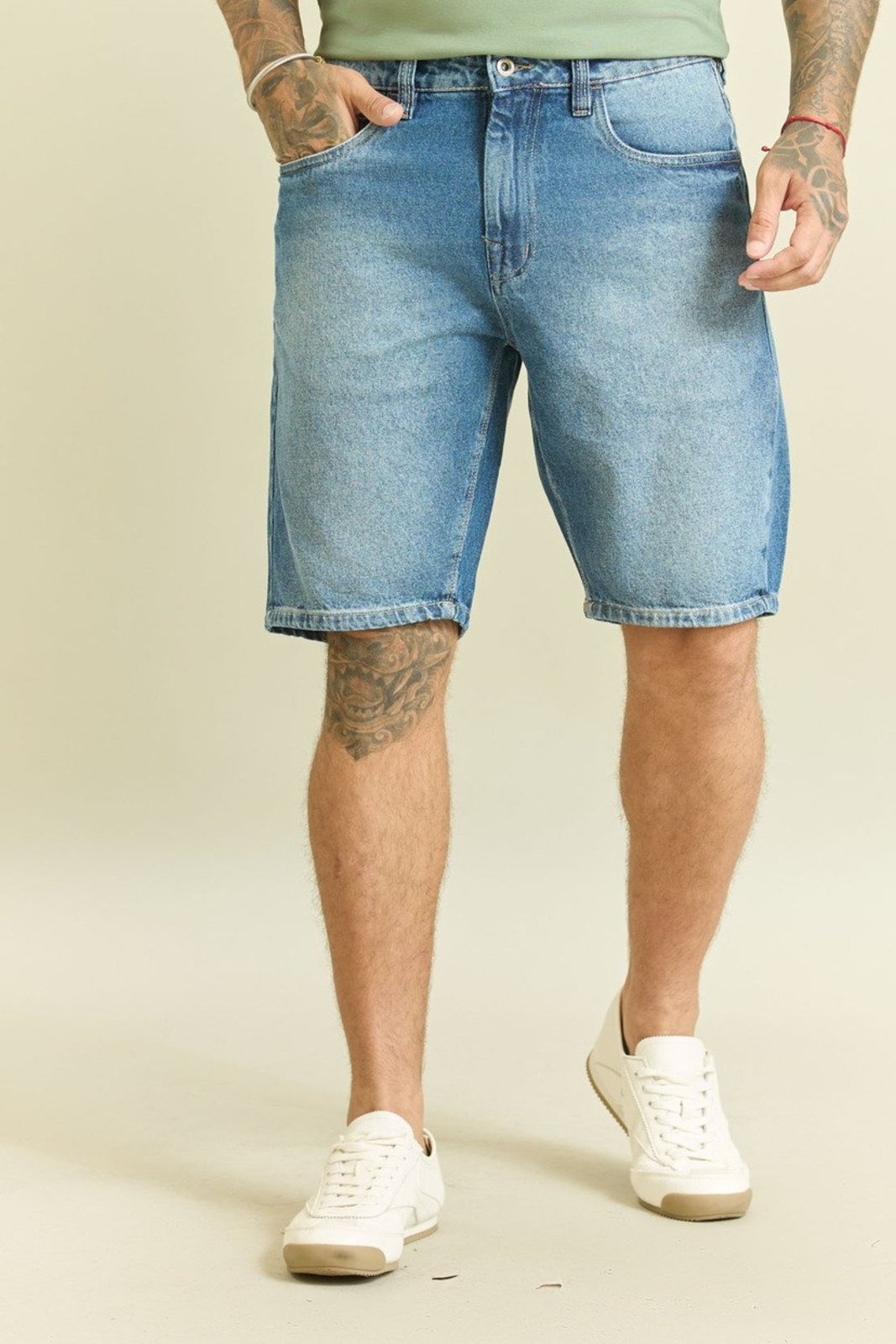 Bermuda Slim Basica Masculina Estonada Dialogo Jeans Azul