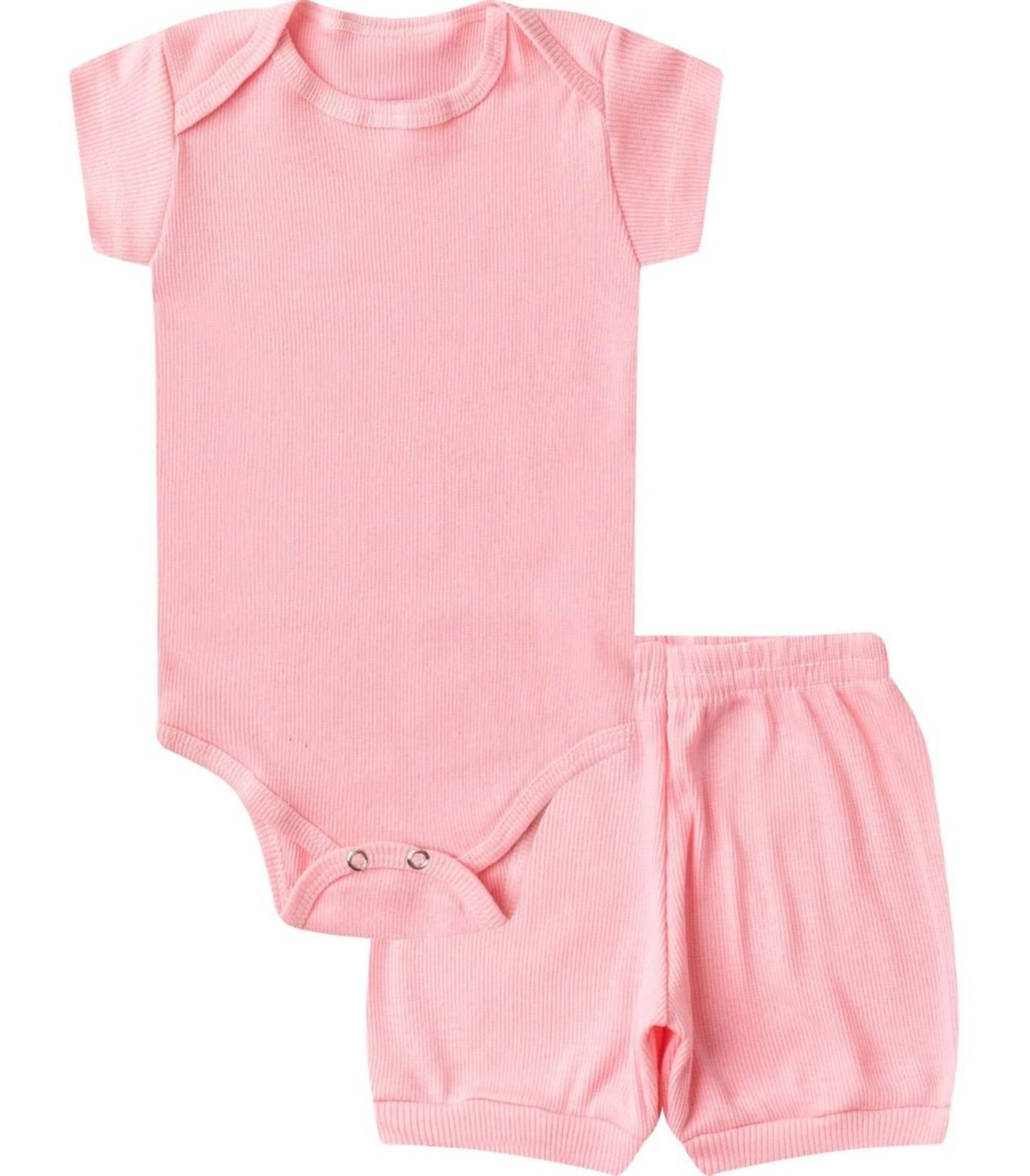 Infantil - Kit Body Curto Canelado 2 Peças Select Rosa