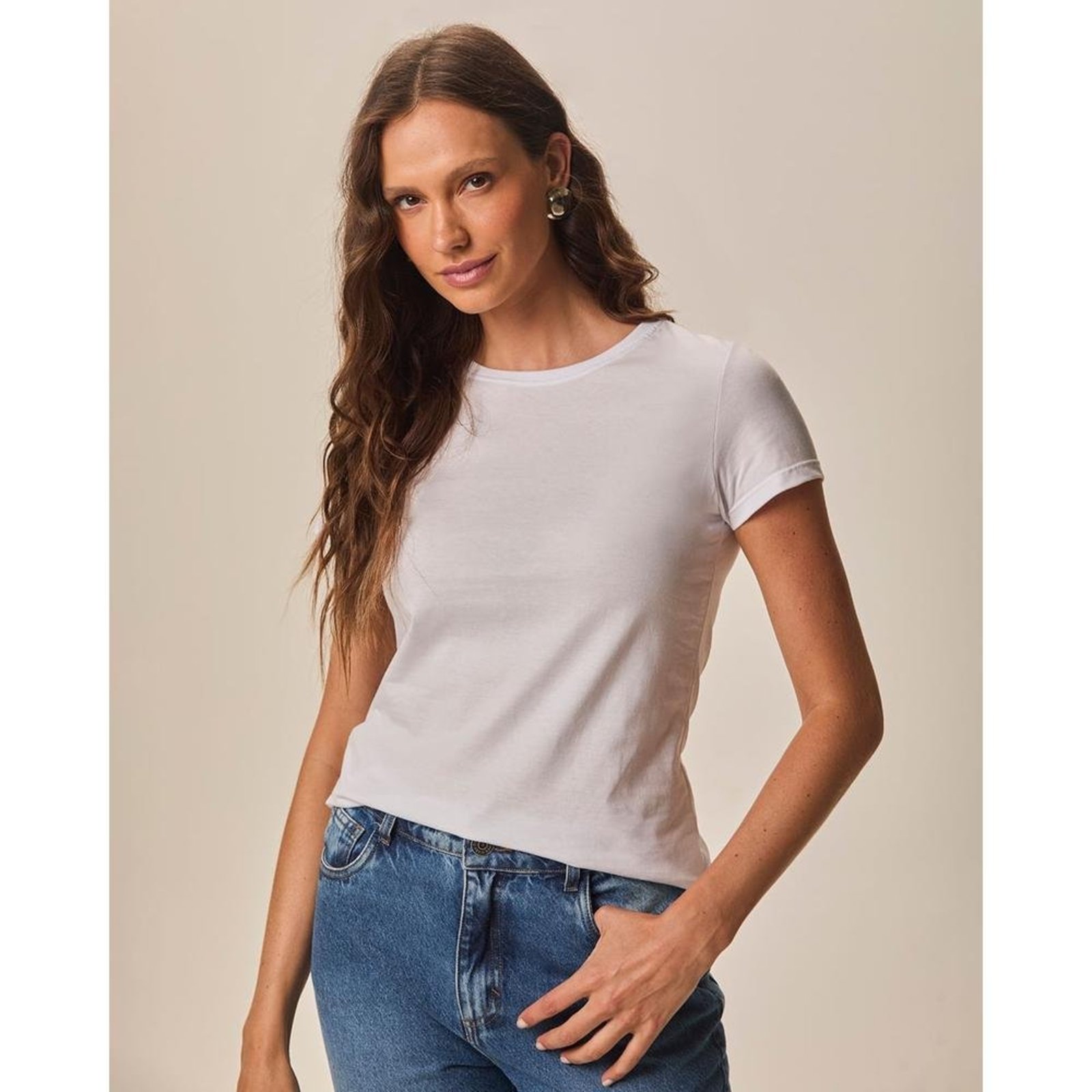 Blusa Básica Feminina Decote Redondo Em Meia Malha Branco – XGG Malwee