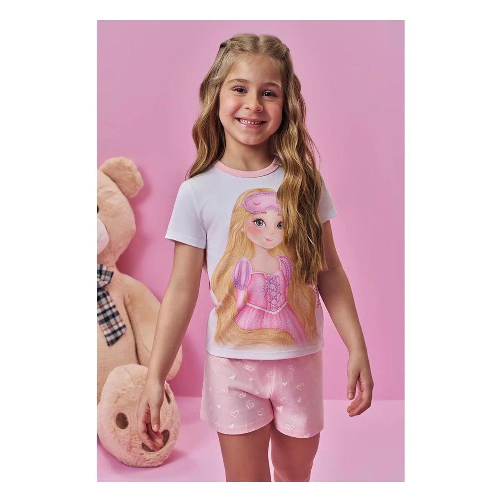 Pijama Curto Menina Estampado Kukiê 10 Unico