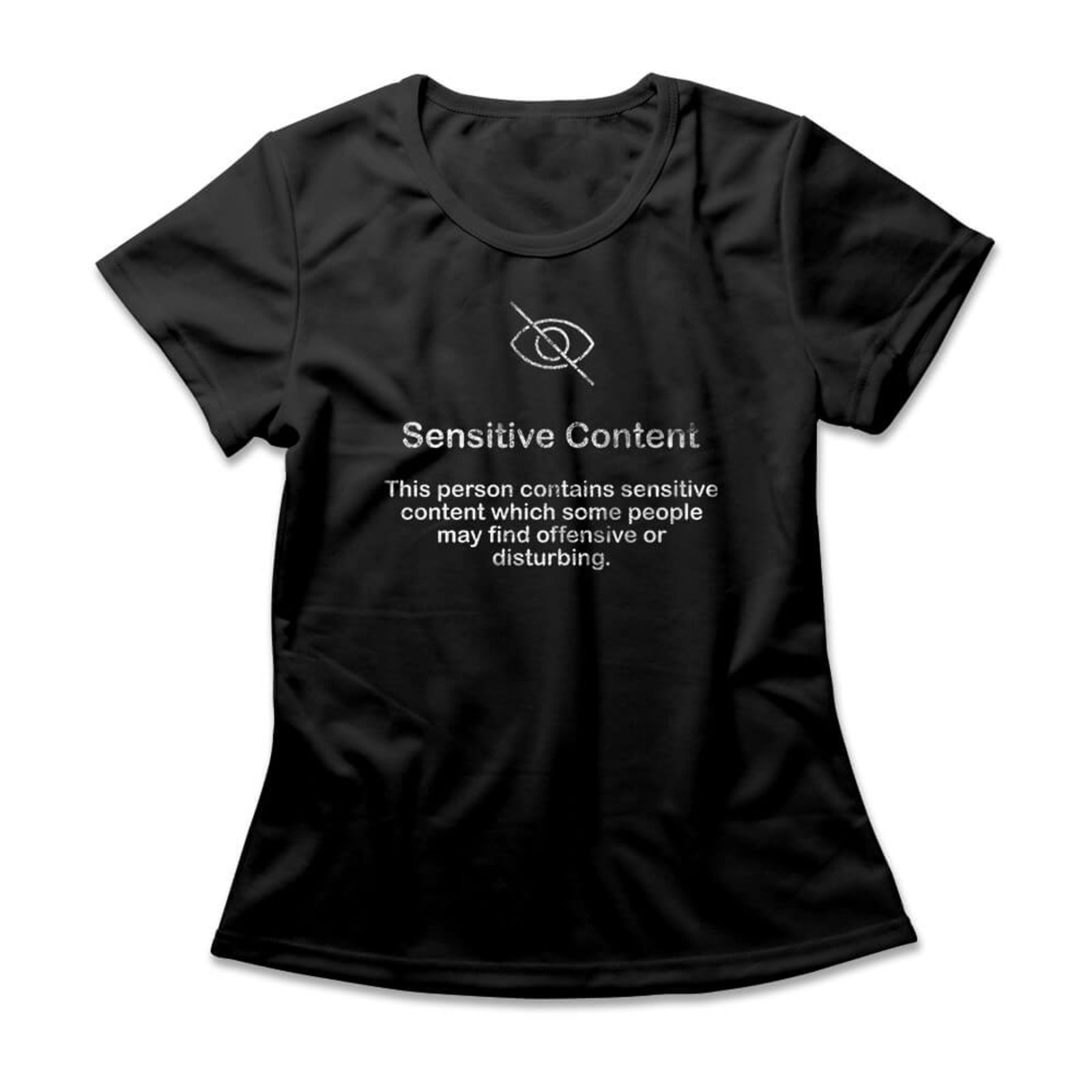 Camiseta Feminina Sensitive Content – Preto – Casual – Studio Geek