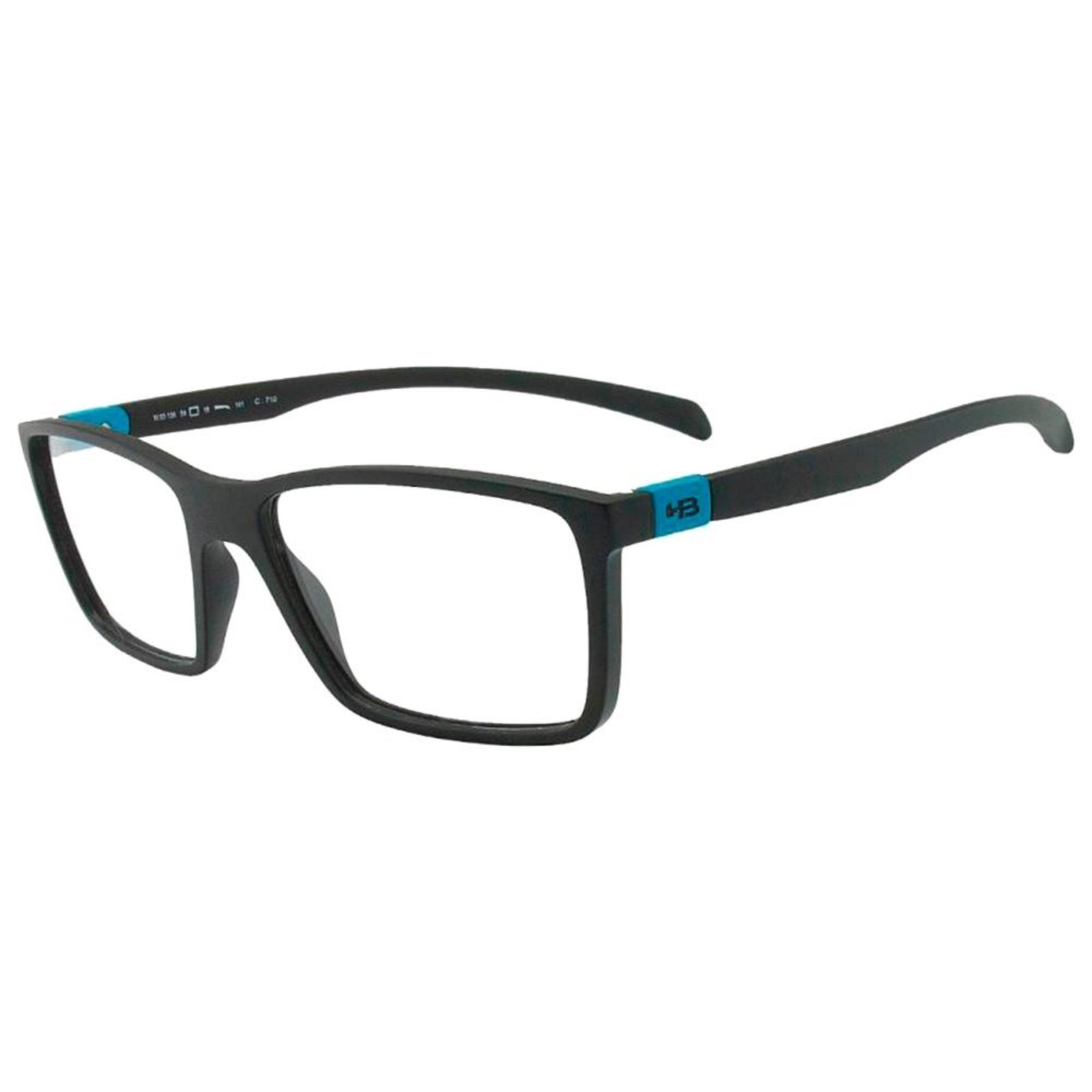 Óculos de Grau HB Polytech 93136/55 Preto Fosco Detalhe Azul
