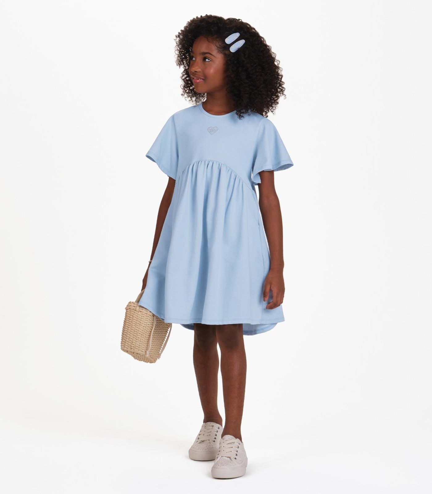 Infantil - Vestido Moletinho Denim Menina Trick Nick Azul