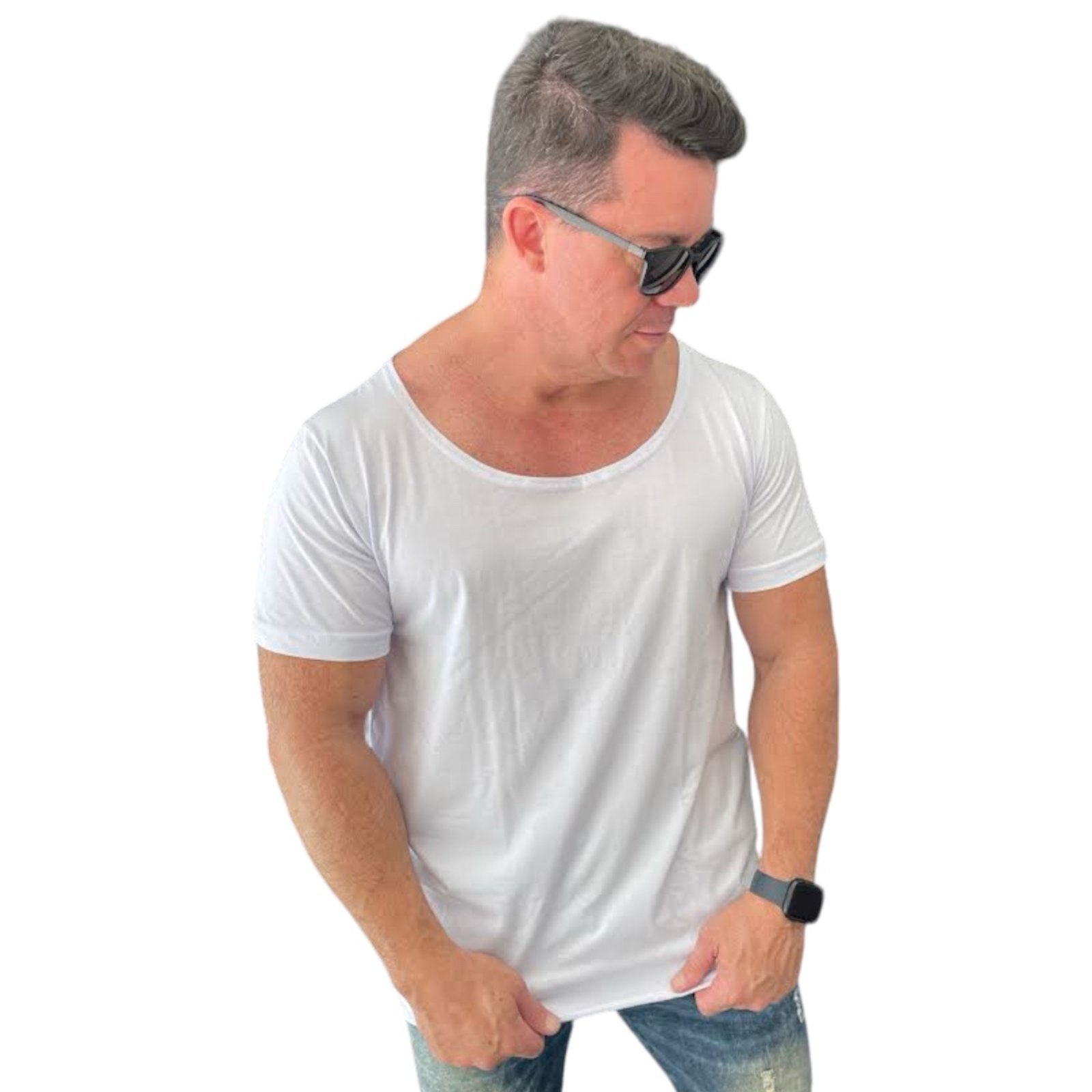 Camiseta gola canoa slim Stecchi