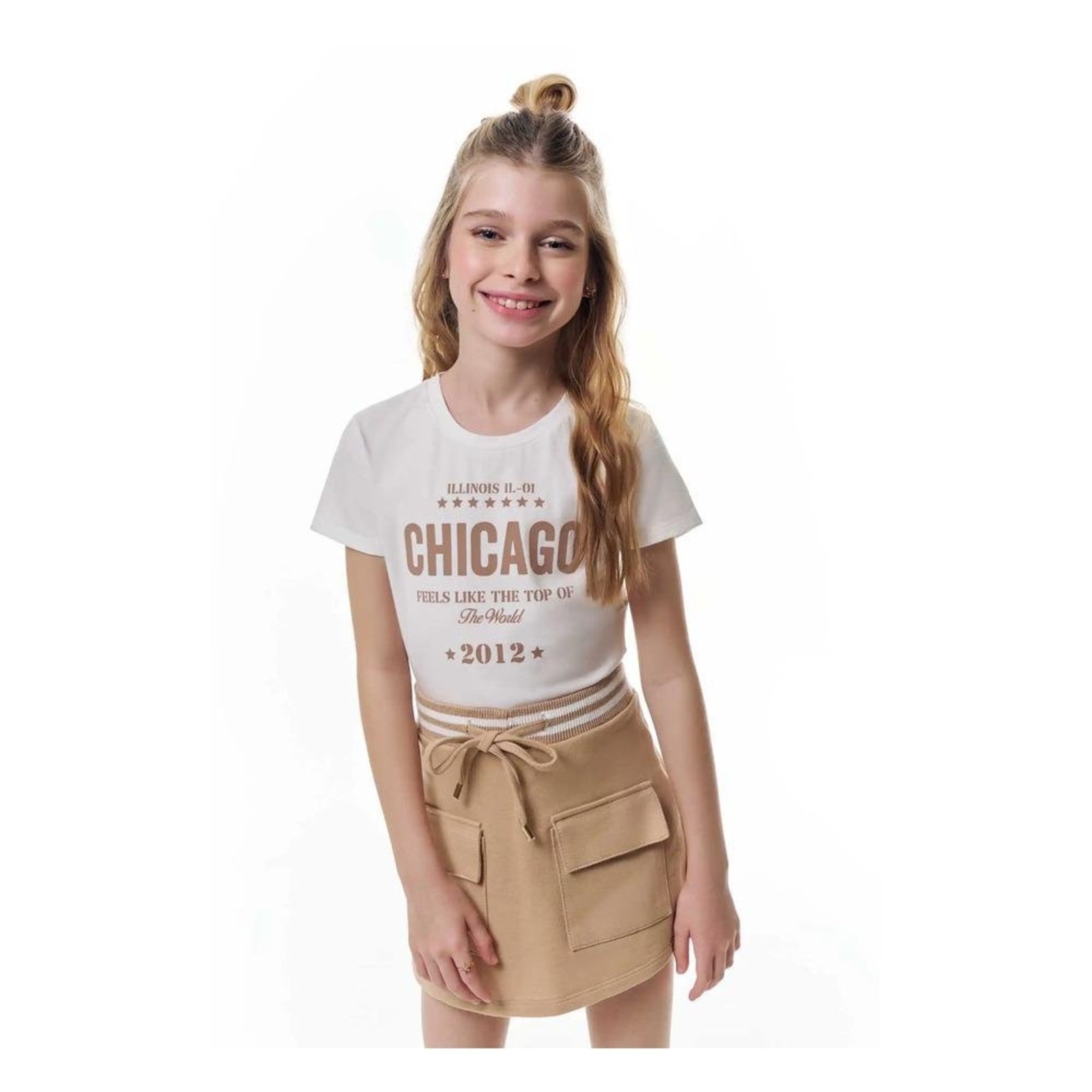 Infantil - Shorts Saia Menina Preto Sarja Vic&Vicky 10 Nude