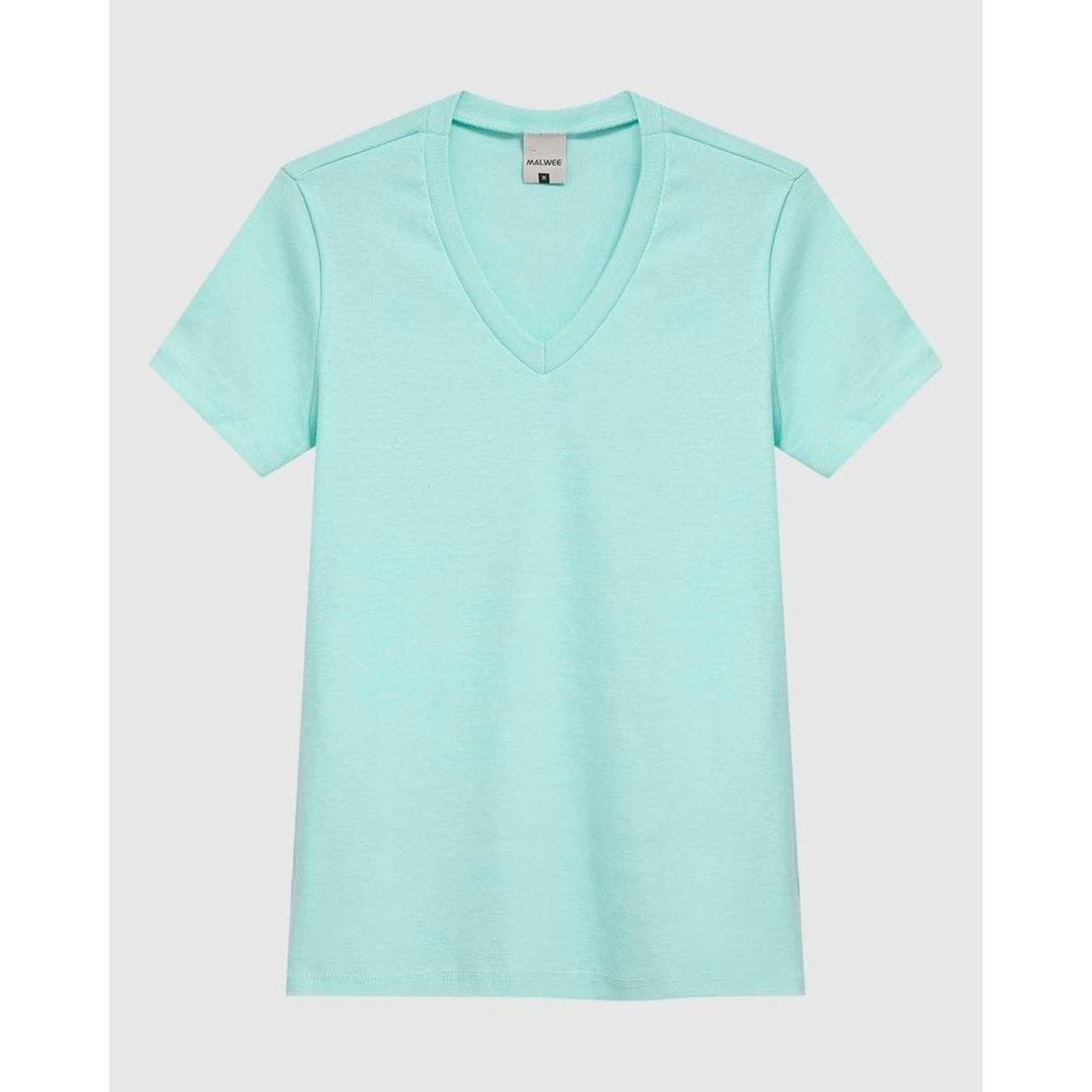 Blusa Feminina Decote V Manga Curta Em Malha Algodão Texturizada