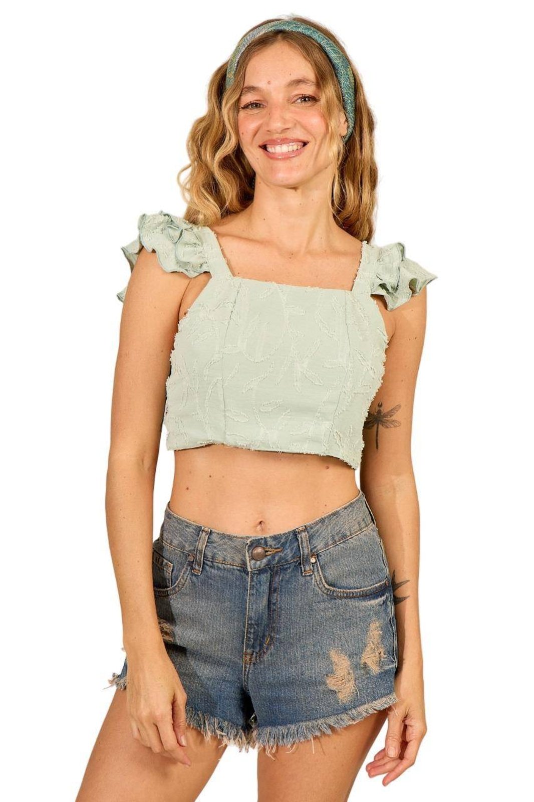 Cropped De Amarração Nas Costas Verde Menta Yacamim F2 – Verde
