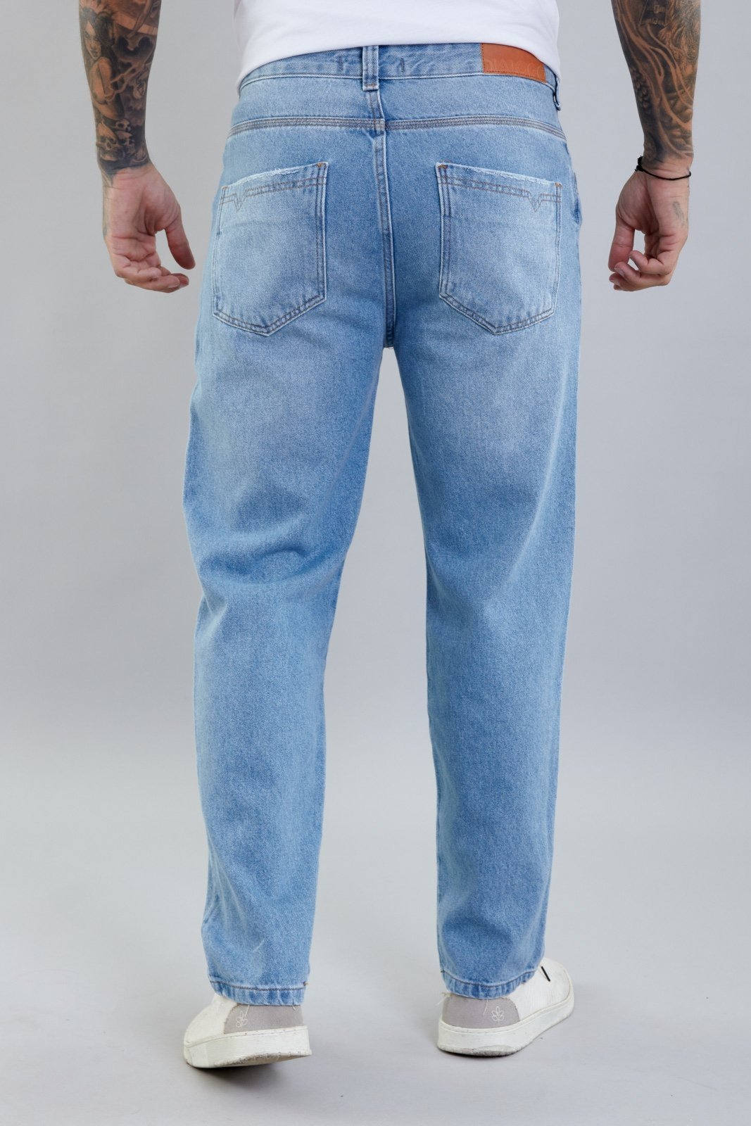 Vista 3 Calça Jeans Masculina Perna Reta com Lavagem Clara DIALOGO azul marinho DIALOGO azul marinho