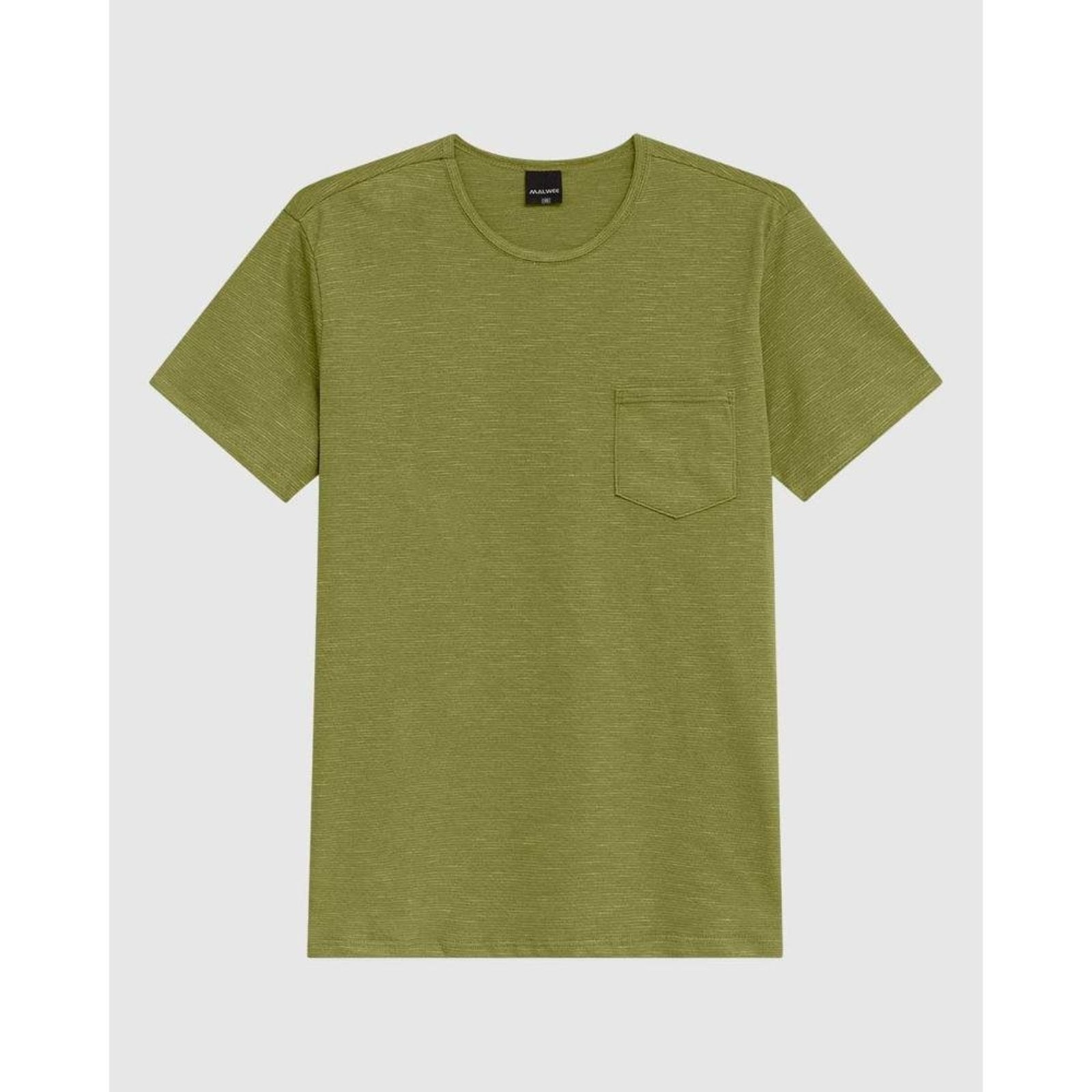 Camiseta Masculina Slim Bolso Frontal Em Malha Fio A Fio