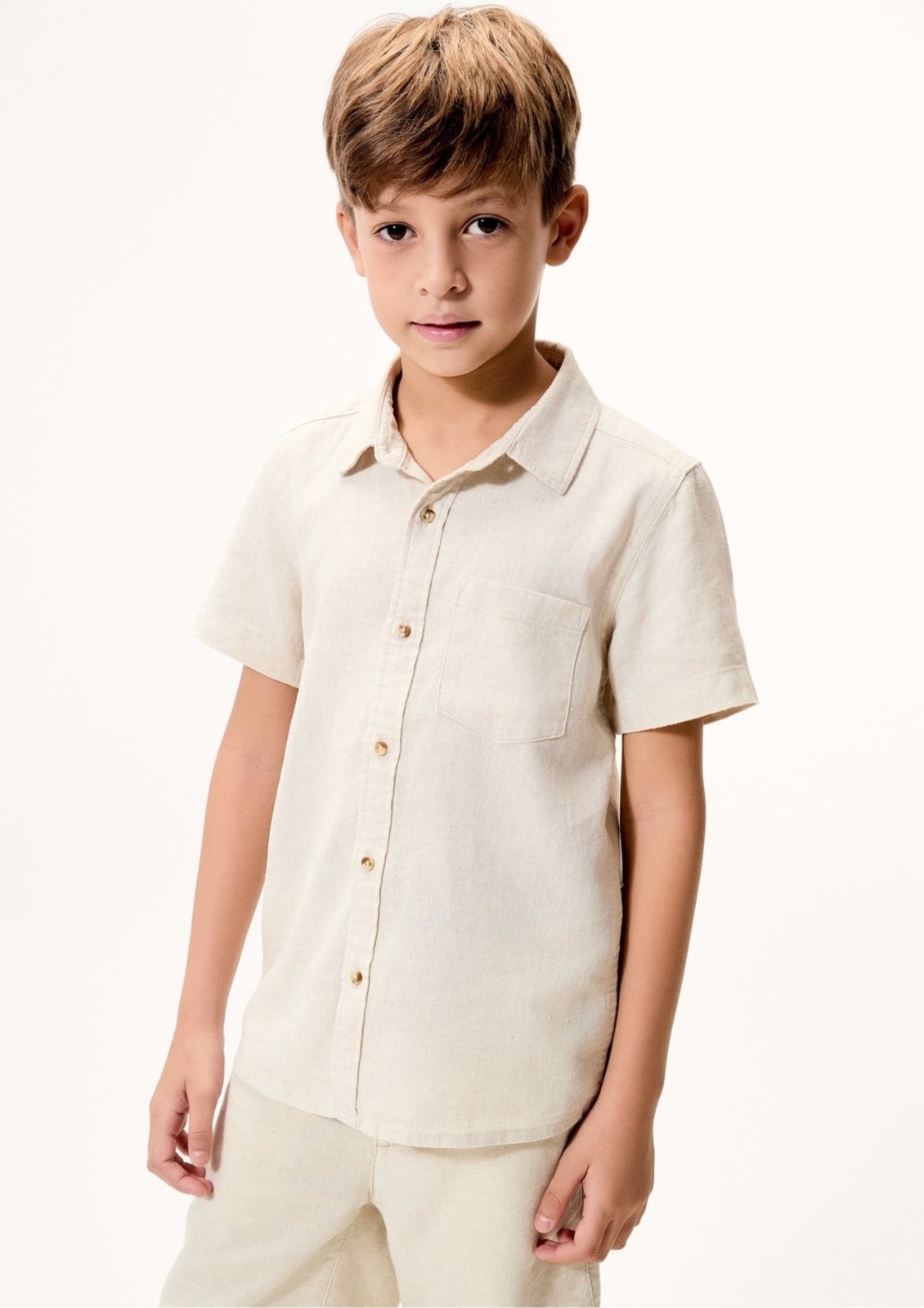 Infantil – Camisa Menino Manga Curta Com Linho Hering