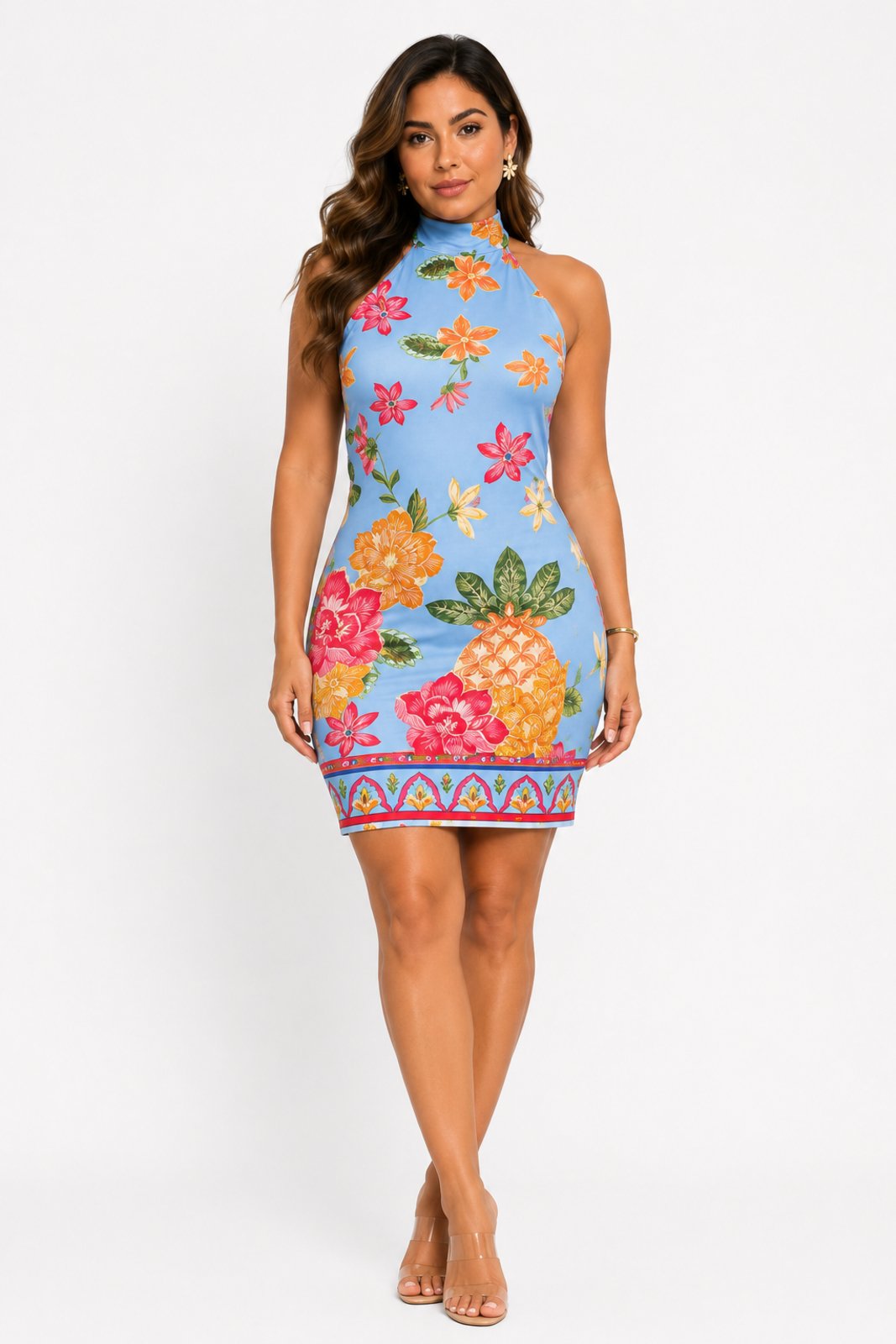 Vestido Curto D Bell Outlet Fashion Estampado Azul
