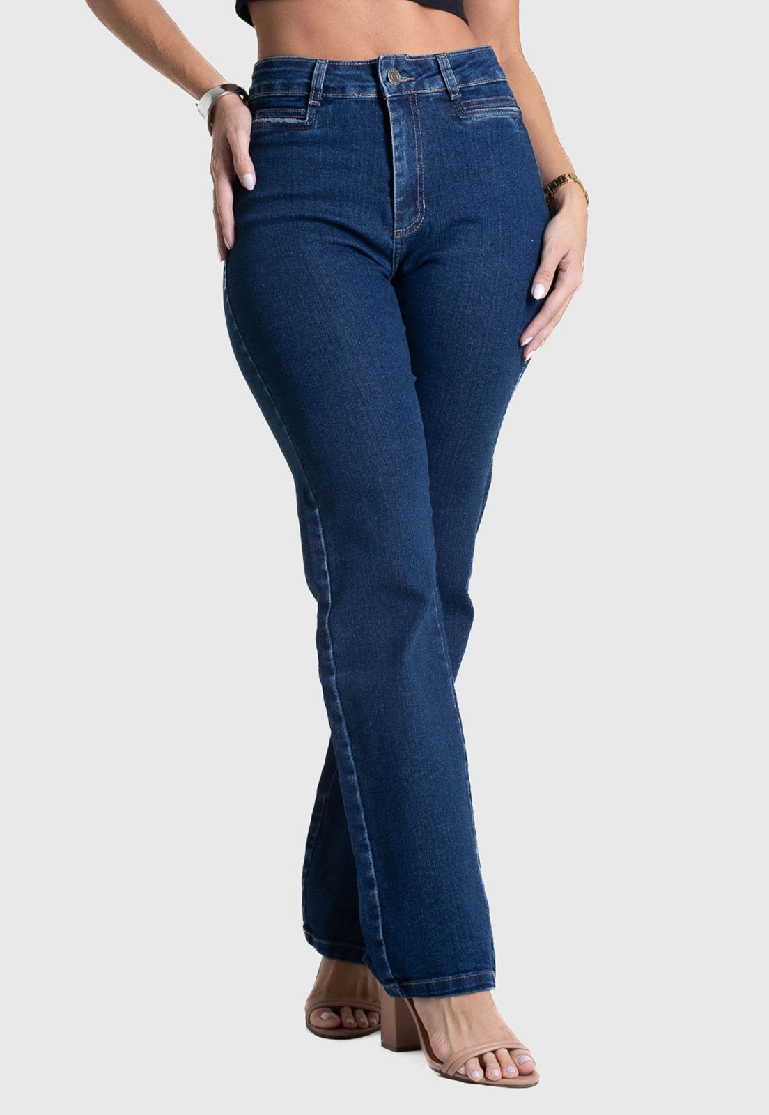 Calça Jeans Feminina Sawary Reta Azul