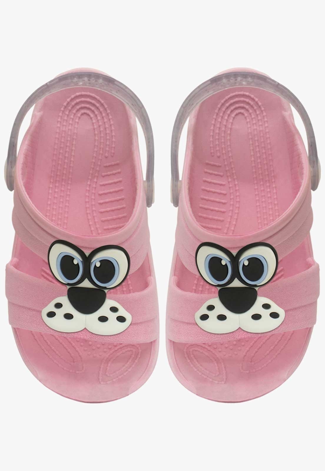 Vista 3 Infantil - Sandalia Papete Feminino Pópidi Menina Babuche Cachorro rosa Pópidí rosa