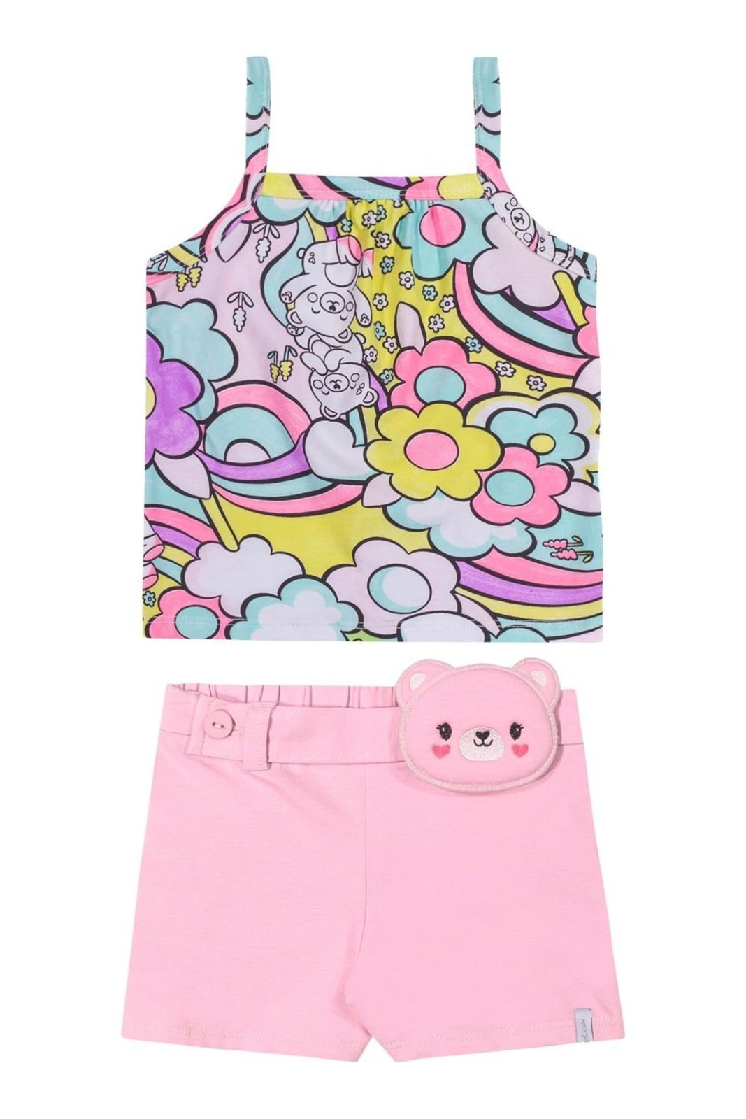 Infantil - Conjunto Menina Pochete Urso Elian Rosa