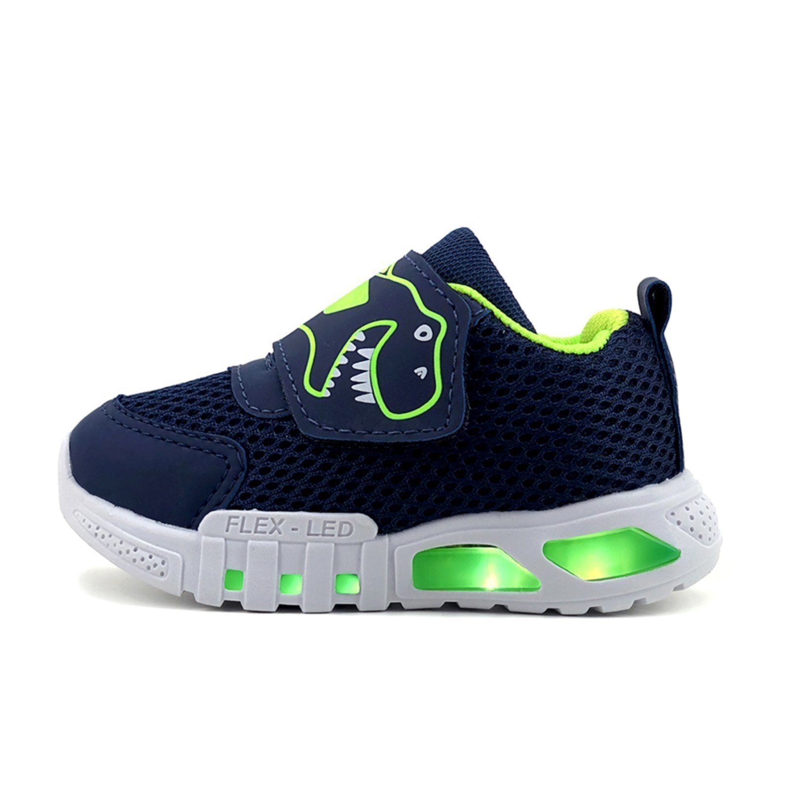 Infantil - Tênis Masculino Com Luzes LED Top AS328 Azul Marinho-Limão