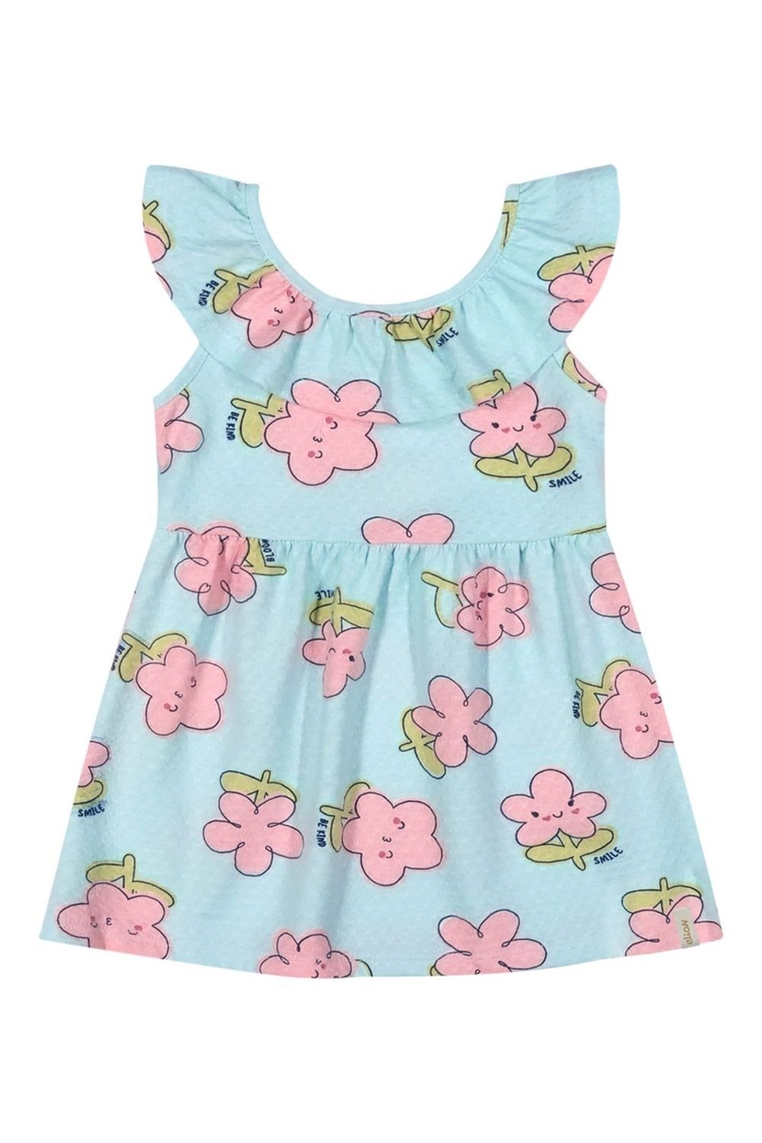 Infantil - Vestido Menina Florzinhas Com Babado Elian Azul