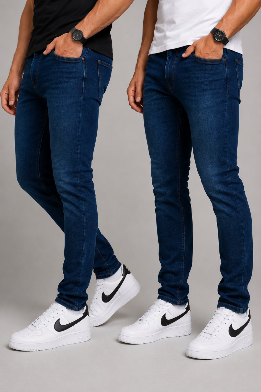 Kit 2 Calças Jeans Masculinas Azul Escura Slim Fit Tex Jeans Conforto Premium