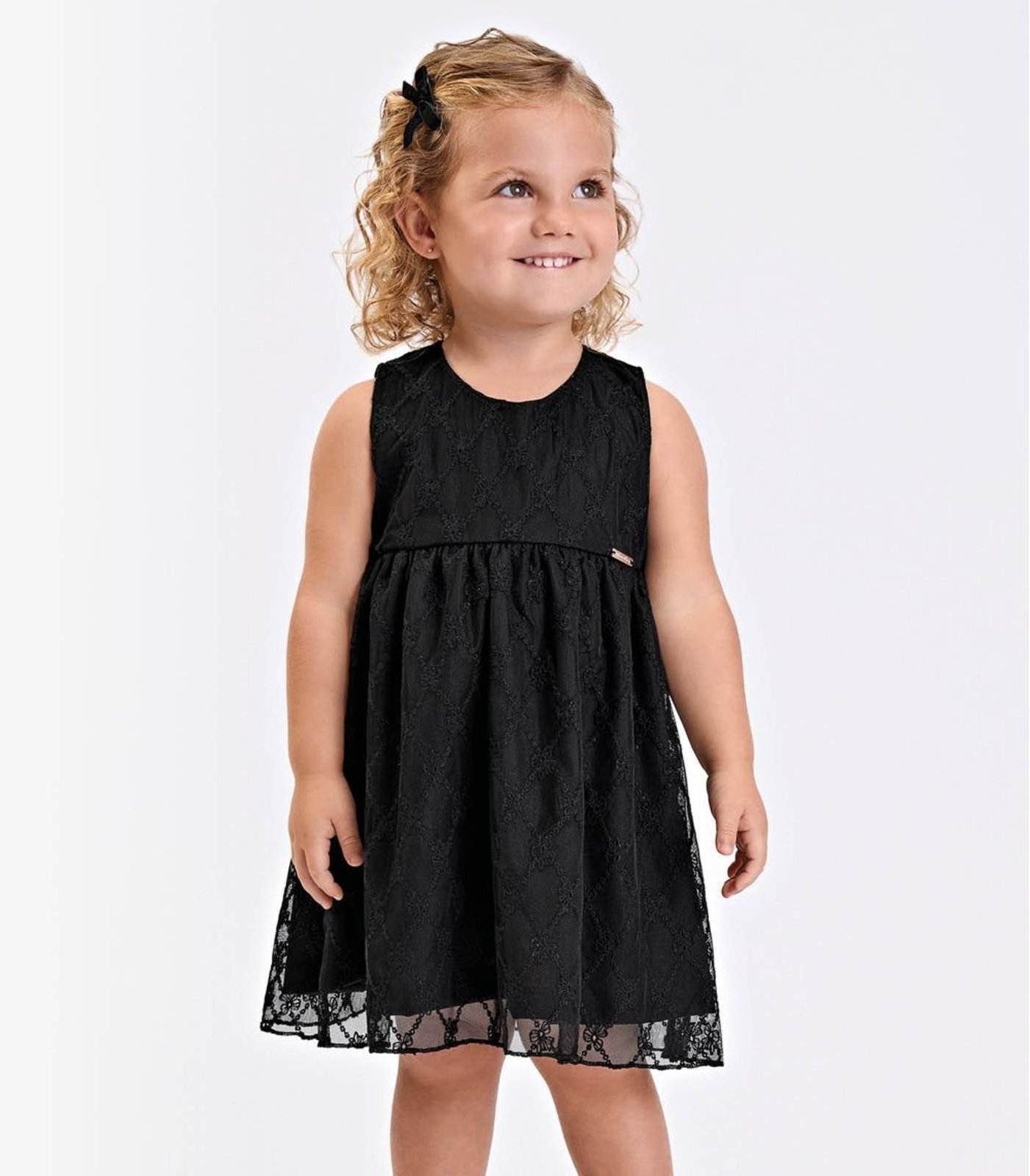 Infantil - Vestido Verão Menina Midi Com Forro Trick Nick Preto