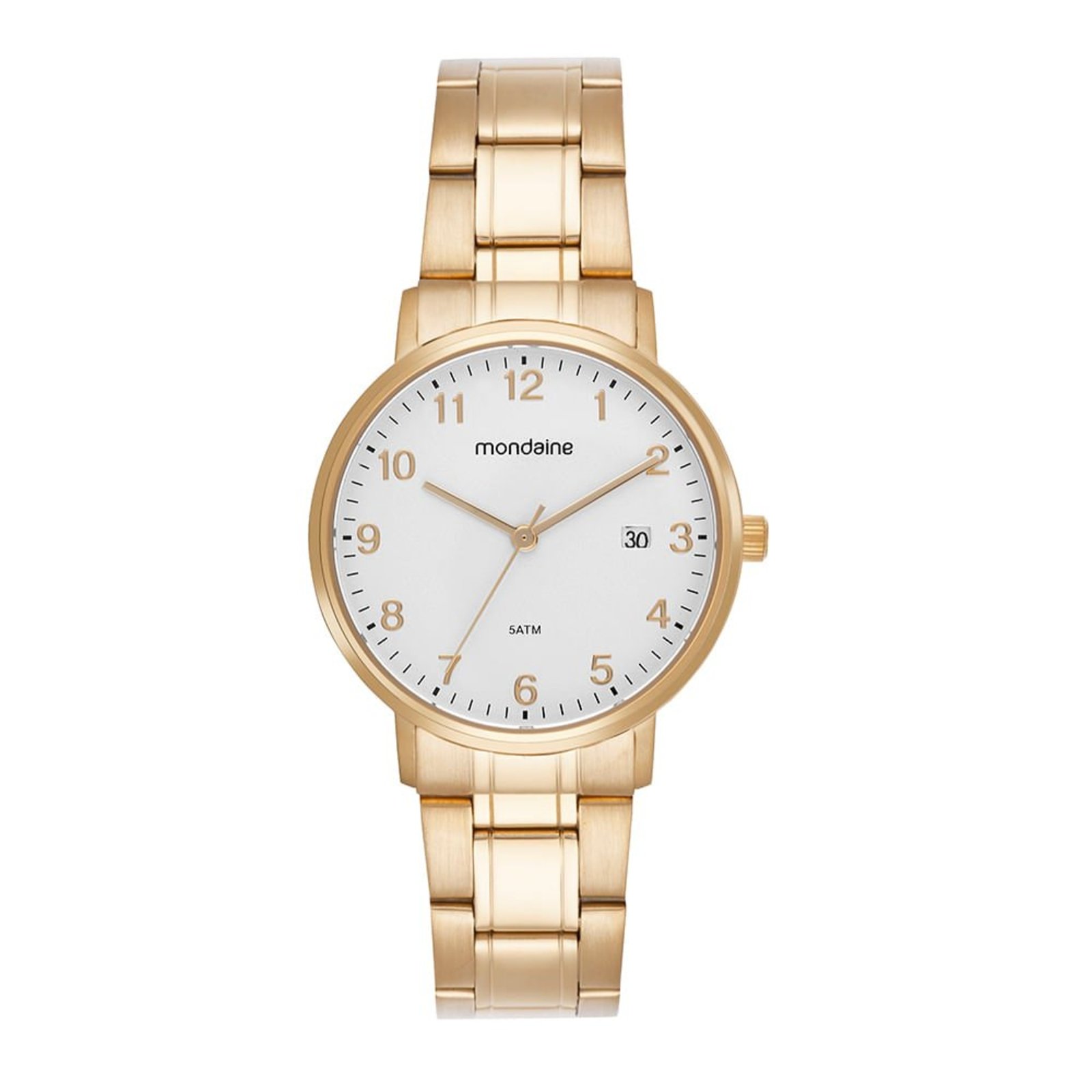 Relógio Feminino Mondaine Dourado Calendário Vintage Mondaine