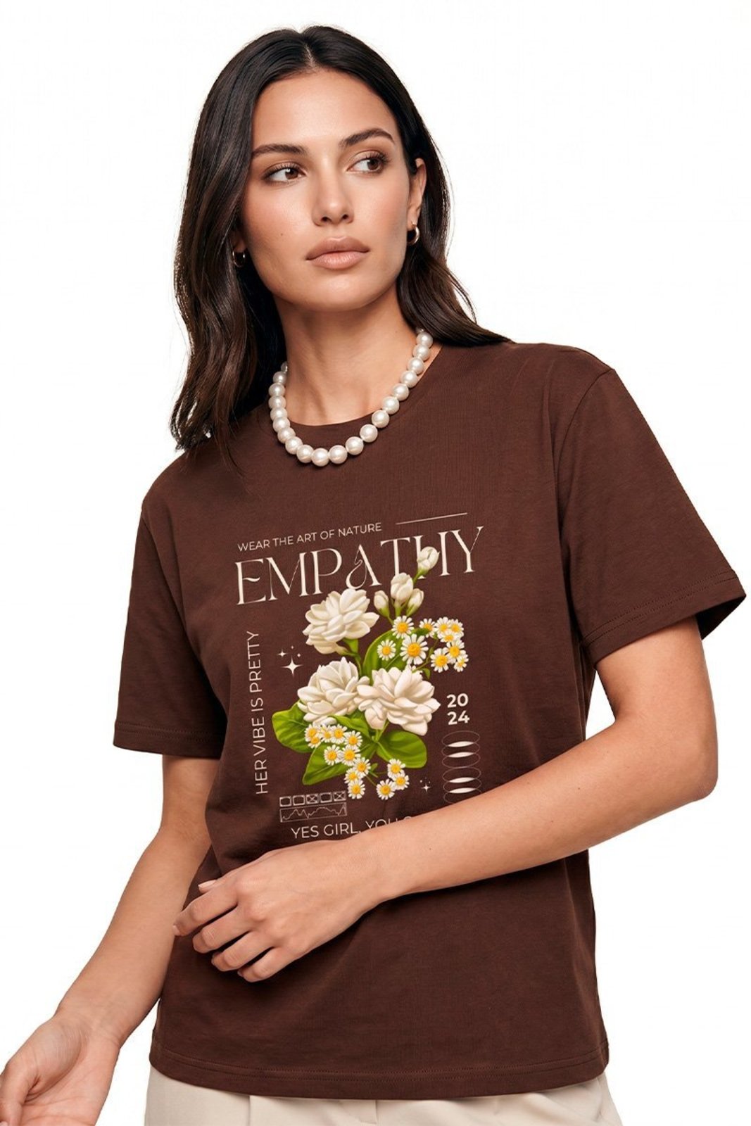 Vista 3 Camiseta Cianitas Estampa Empathy marrom Cianitas marrom