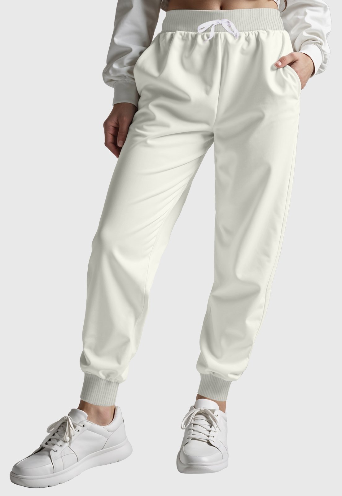 Calça Moletom Flanelada Feminina Benellys Off White
