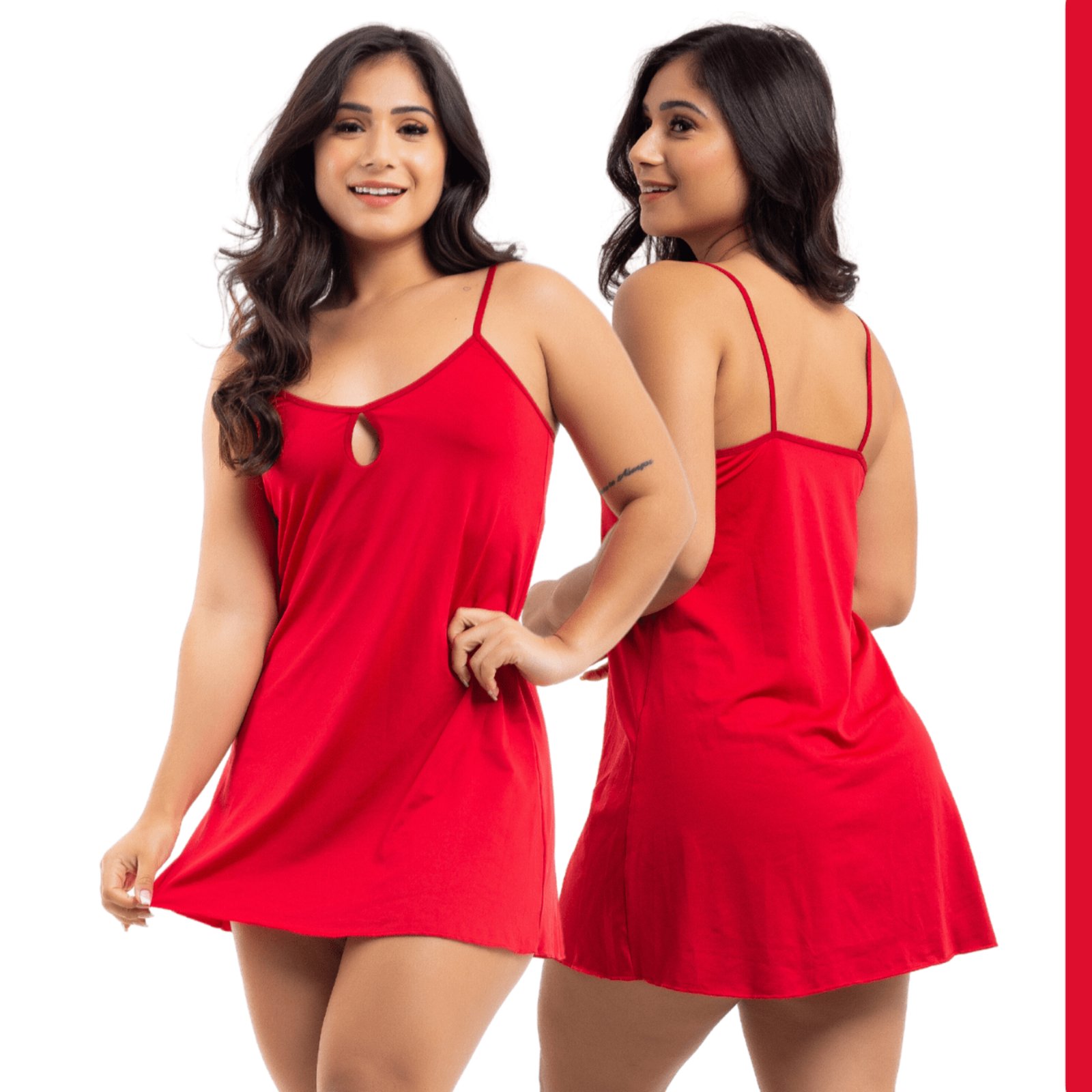 Camisola Curta Alça Regata Tecido Macio Roupa de Dormir sem Bojo Viére Vermelho