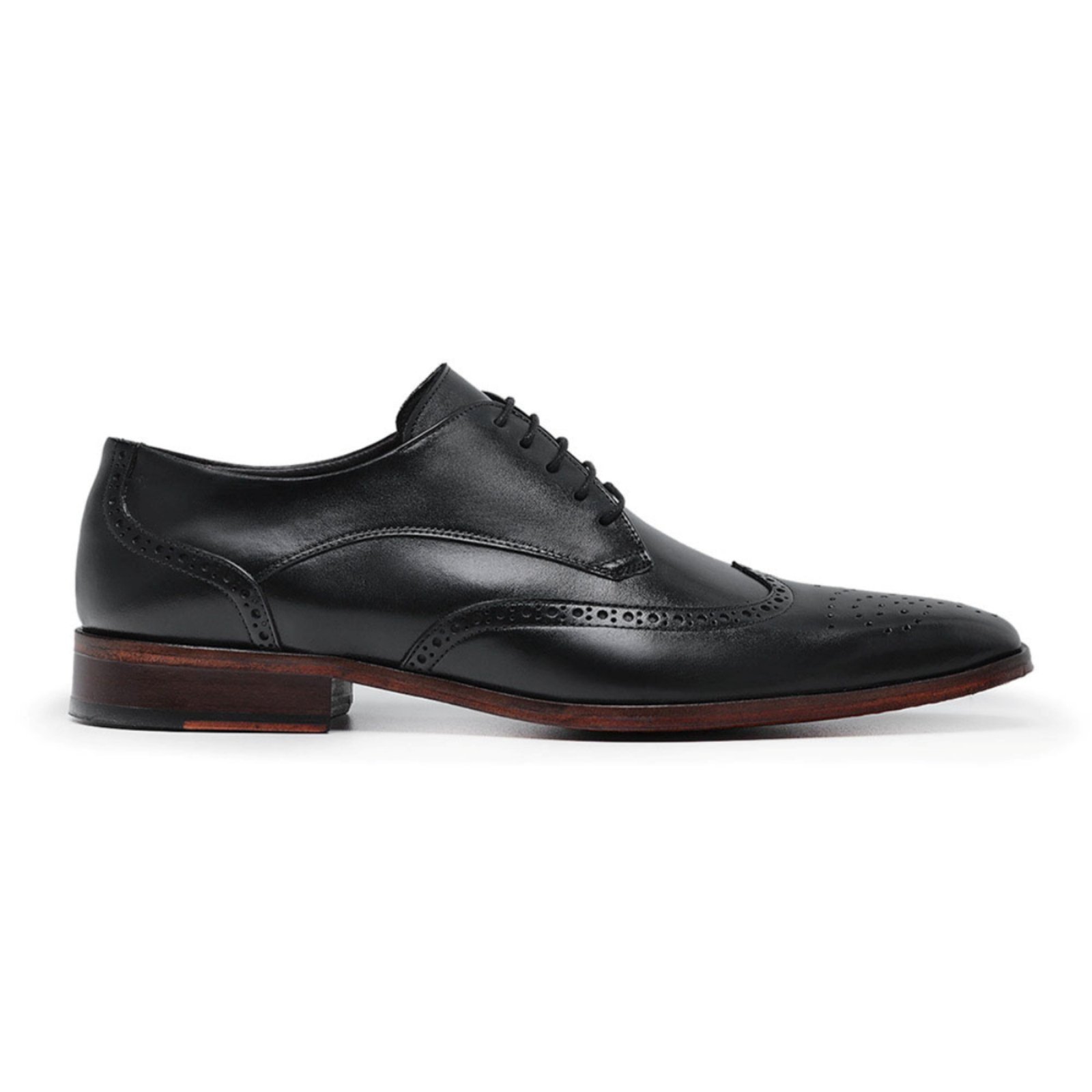Sapato Brogue Social em Couro Paulo Vieira Homem cor Preto