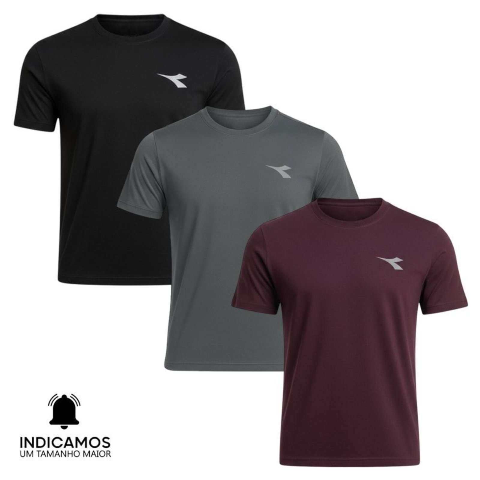 Kit 3 Camisetas Diadora Small Logo Masculina - Preto - diadora