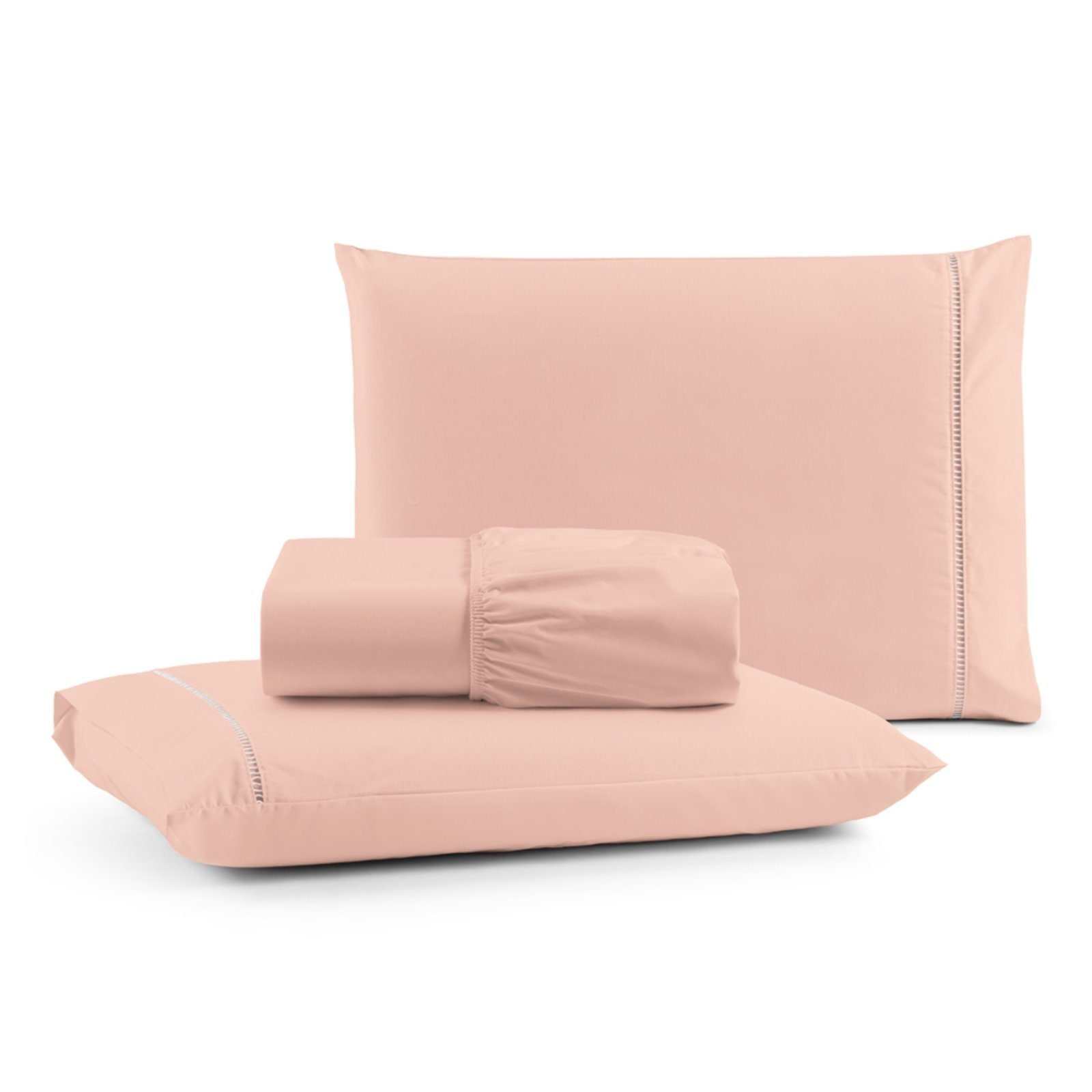 Jogo Cama Lençol Casa Scarpa Bali Queen Percal 180 Fios Algodão Ponto Palito 3 Peças - Salmão