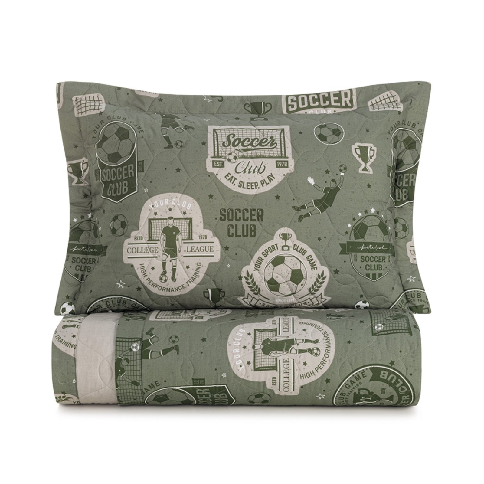 Kit Colcha Solteiro 200 Fios Karsten Futebol Verde