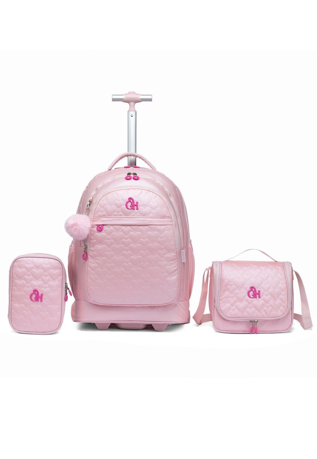 Kit Mochila De Rodinhas Guelph Juvenil Menina Rosa