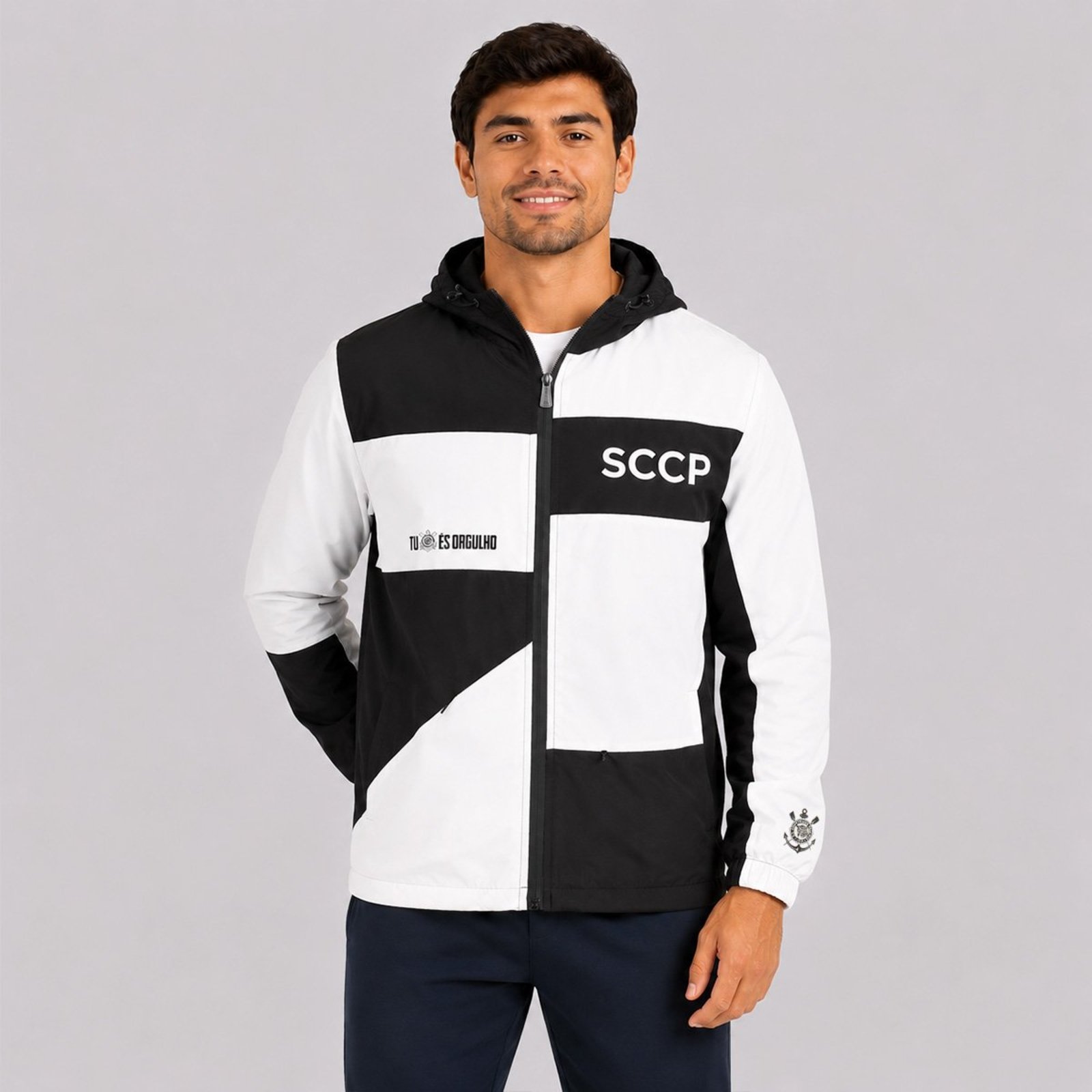 Jaqueta Corinthians Black & White com Capuz