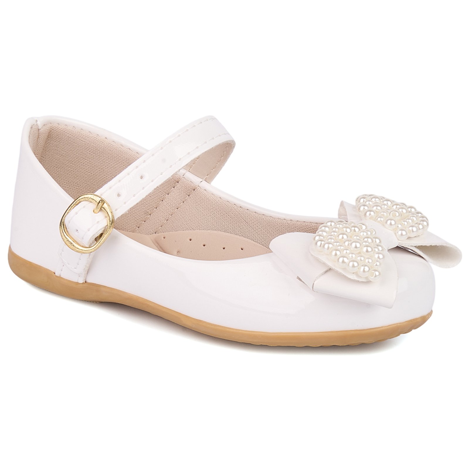 Infantil - Sapatilha Feminina Menina laço com Pérolas 2005 - Branco