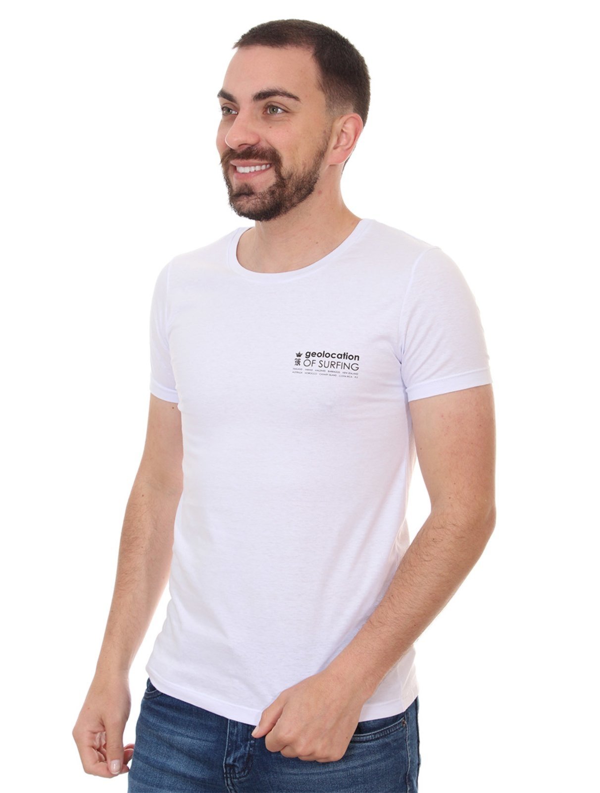 Camiseta Sergio K Masculina Geoloc. Surfboard Branca