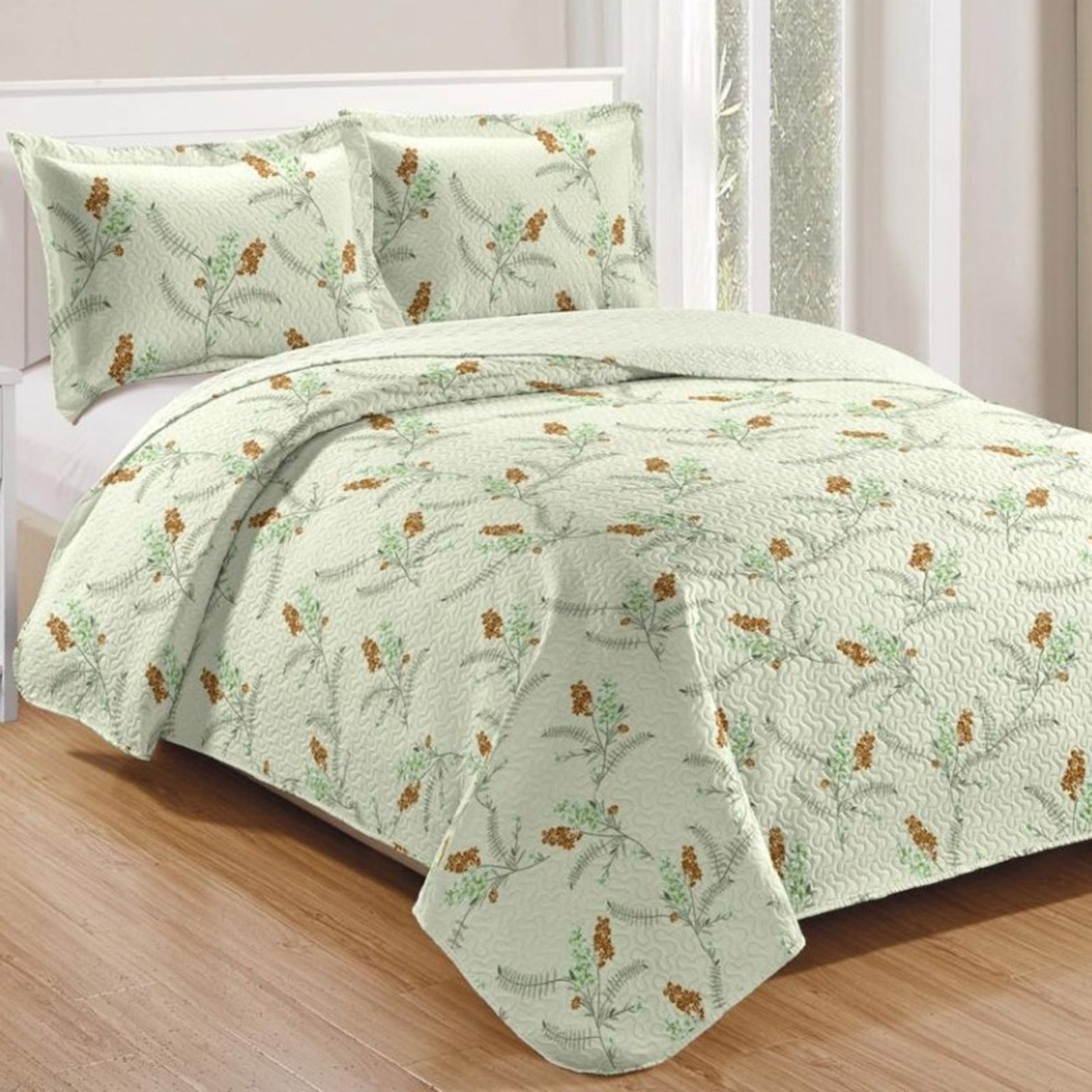 Kit Cobre Leito Colcha Casa Scarpa Mix King Estampado Dupla Face Floral 3 Peças - Isamara