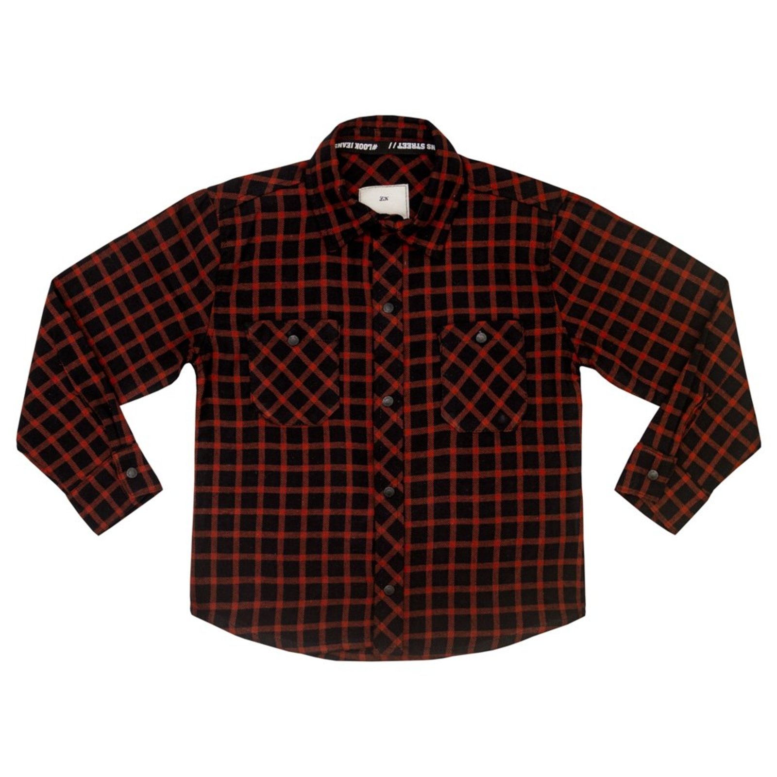 Infantil - Camisa Look Jeans Flanela Xadrez Vermelho