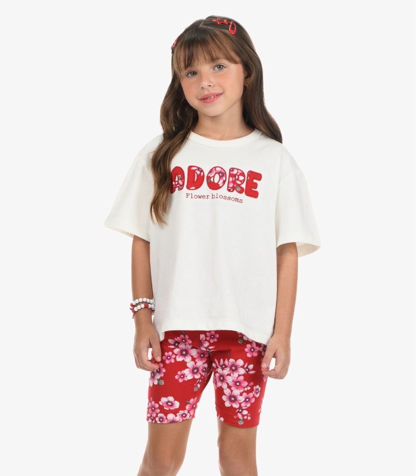 Infantil - Conjunto Blusa Com Ciclista Meia Malha Rovi Bege