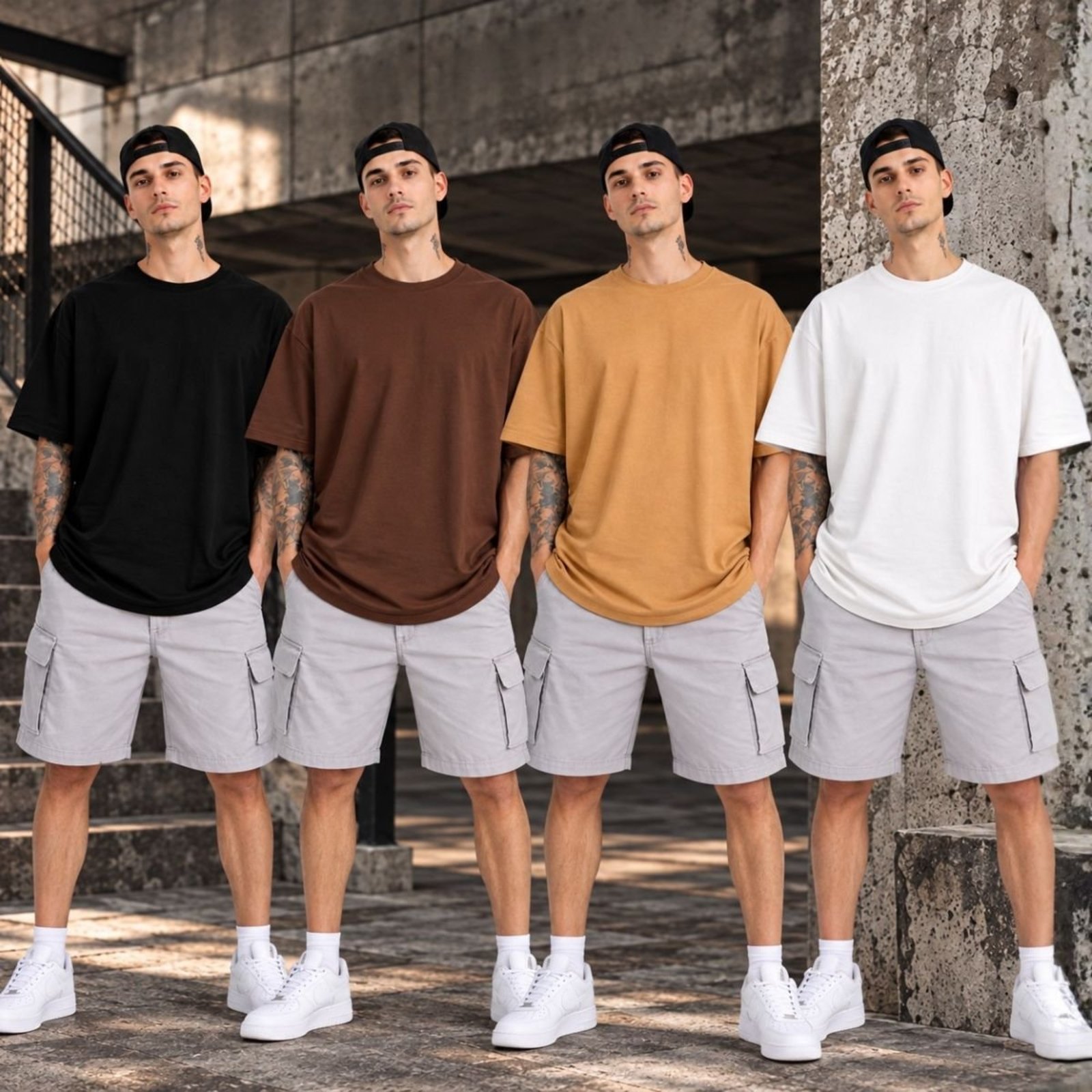 Kit 4 Camisetas Oversized Masculinas 100% Algodão Gola Redonda