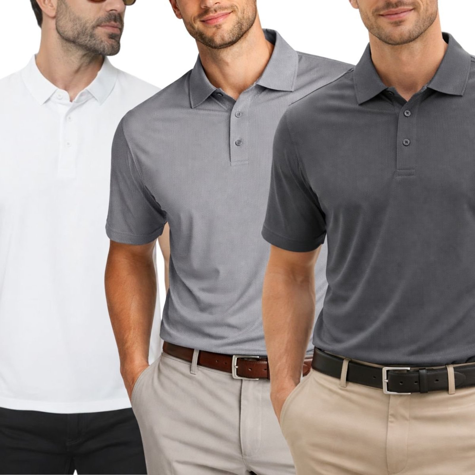 Kit 3 Camisas Polo Poliamida Masculina Básica Premium Multicolorido
