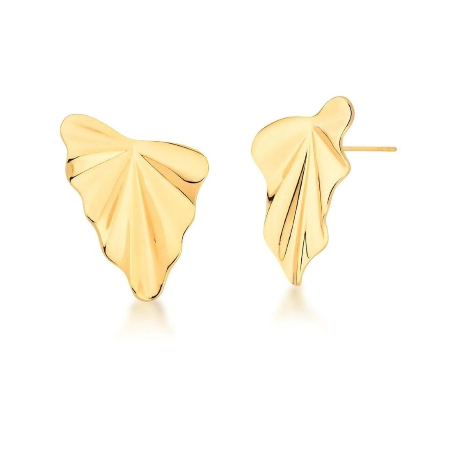 Infantil – Brinco Leque Folha Plissé Semijoia Banhado a Ouro 18K Ania Store