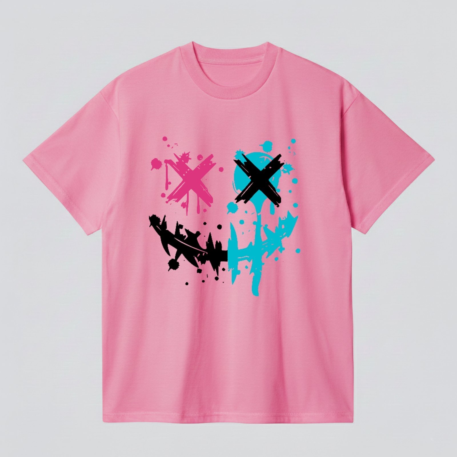 Camiseta Básica Smile Street Art Urbano Moderno Unissex Rosa