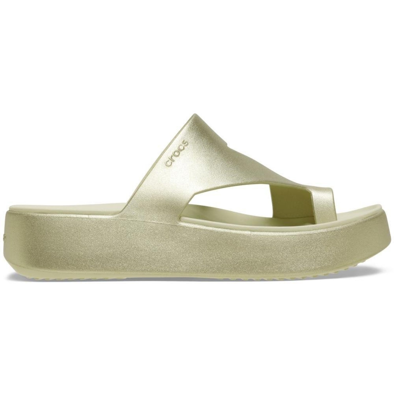 Sandália Crocs Getaway Platform Toe Loop Champagne Metallic Dourado