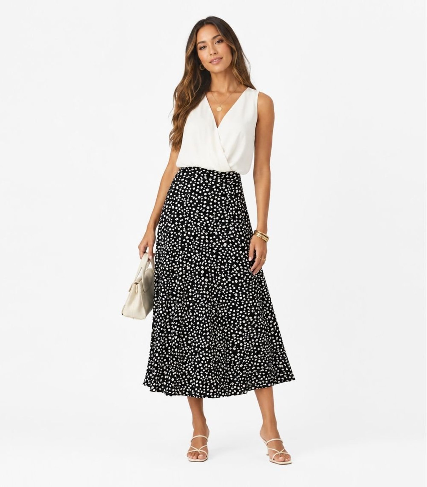 Saia Midi Feminina Molicotton Viscose Infinita Cor Preto