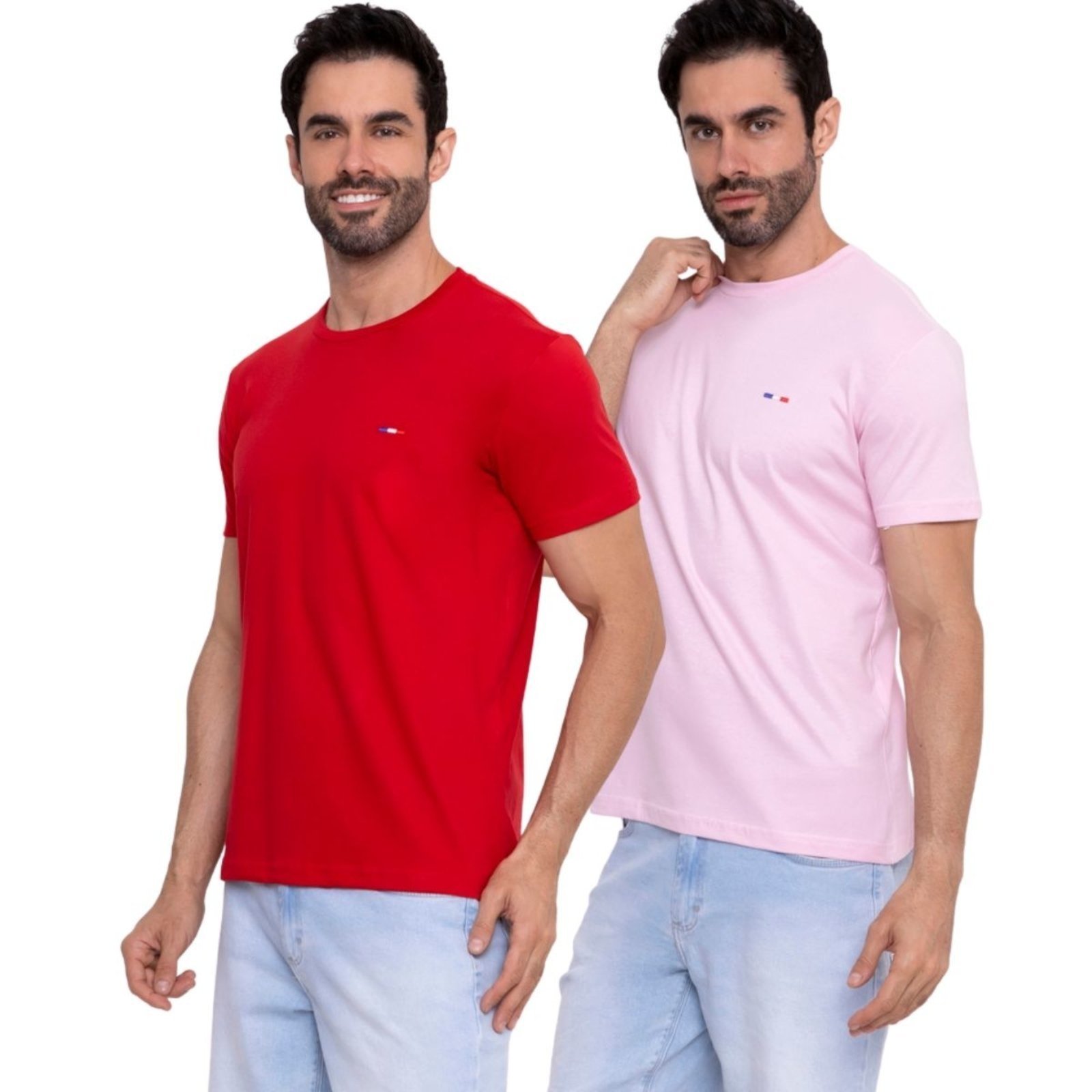 Kit 2 Camisetas Premium Rosa e Vermelho