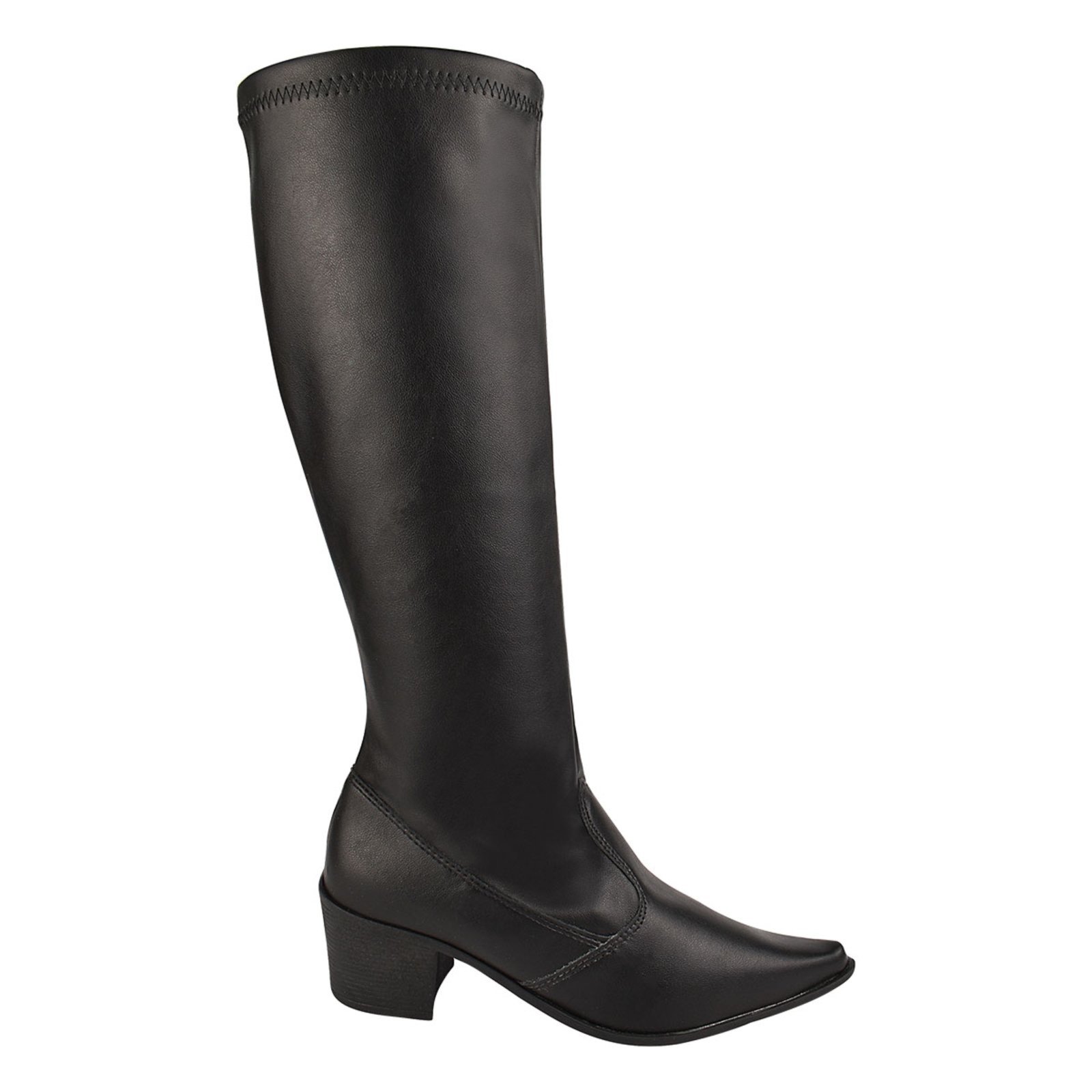 Vista 2 Bota Feminina Over Cano Alto Longo The Knee Confortável Moda ZATURE STORES preto ZATURE STORES preto