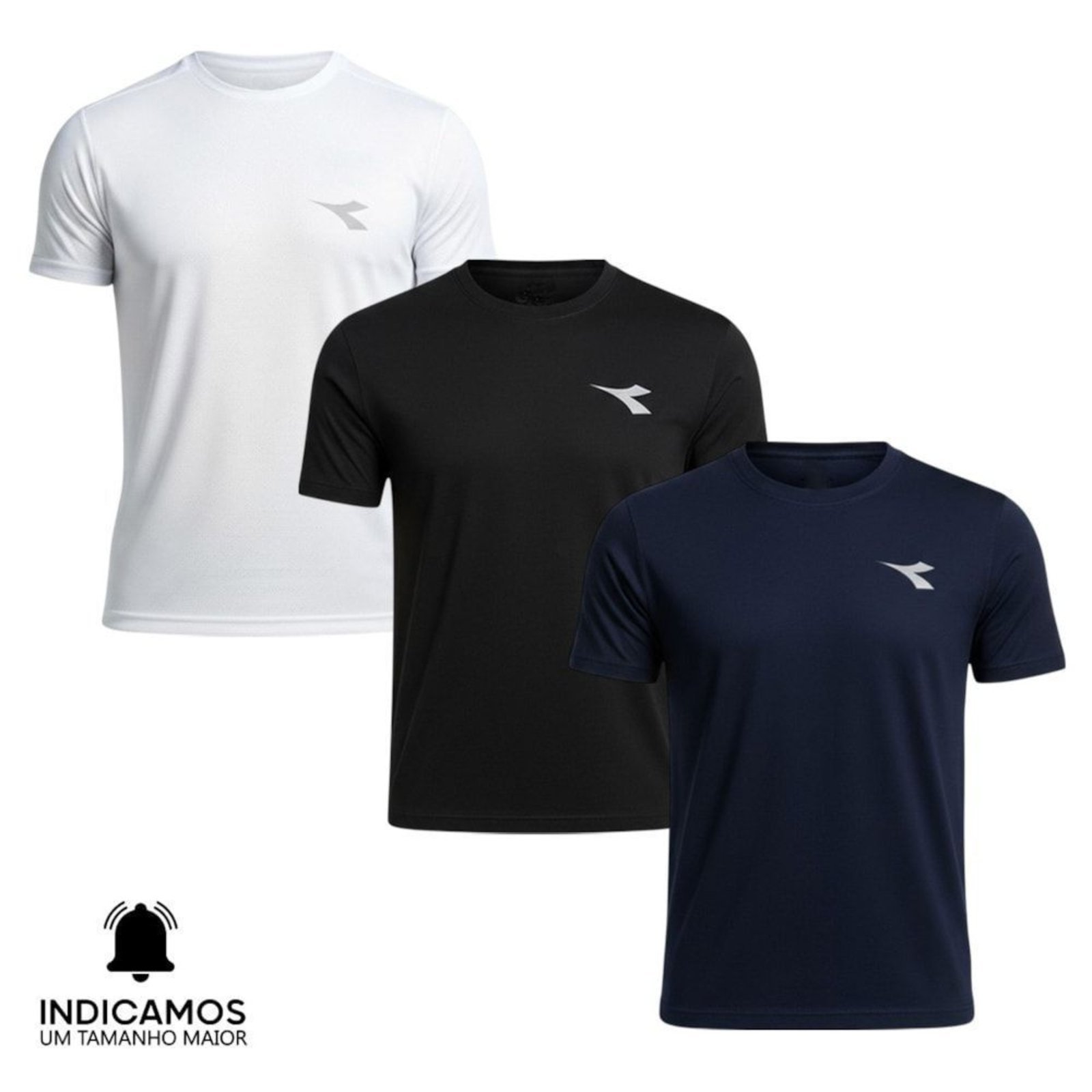Kit 3 Camisetas Diadora Small Logo Masculina - Preto - diadora